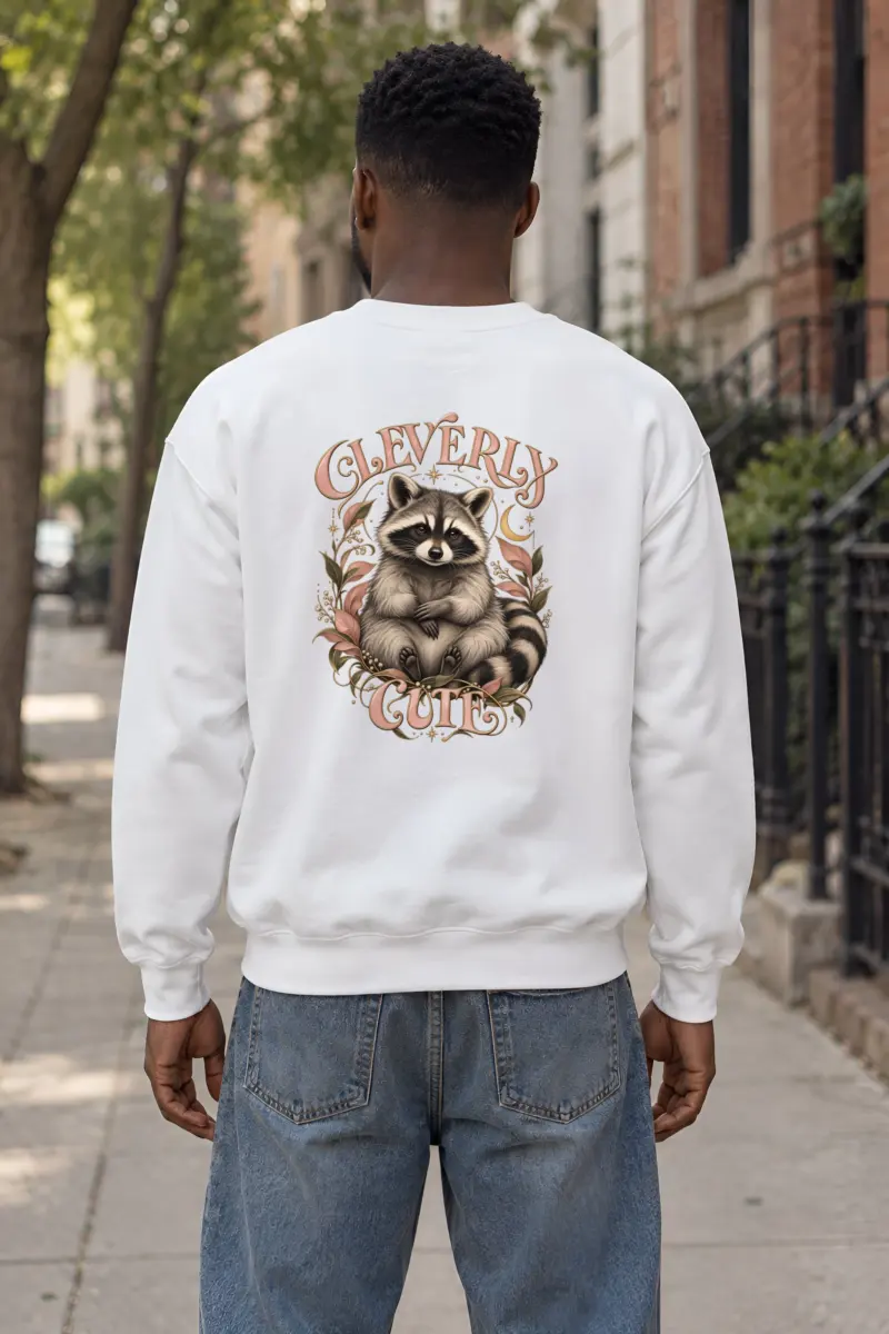 "Cleverly Cute Raccoon" Heavy Blend Unisex Crewneck Sweatshirt