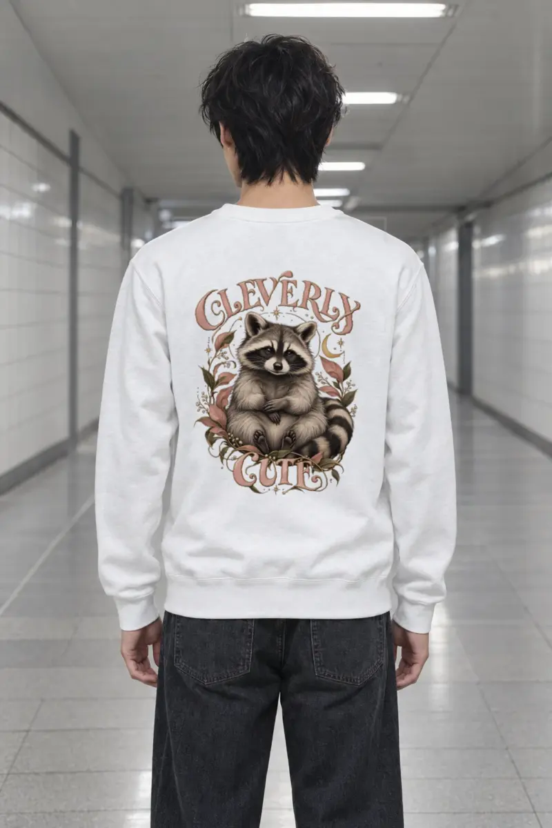 "Cleverly Cute Raccoon" Heavy Blend Unisex Crewneck Sweatshirt