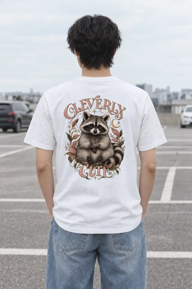 "Cleverly Cute Raccoon" Heavyweight Unisex Crewneck T-shirt | Gildan 5000