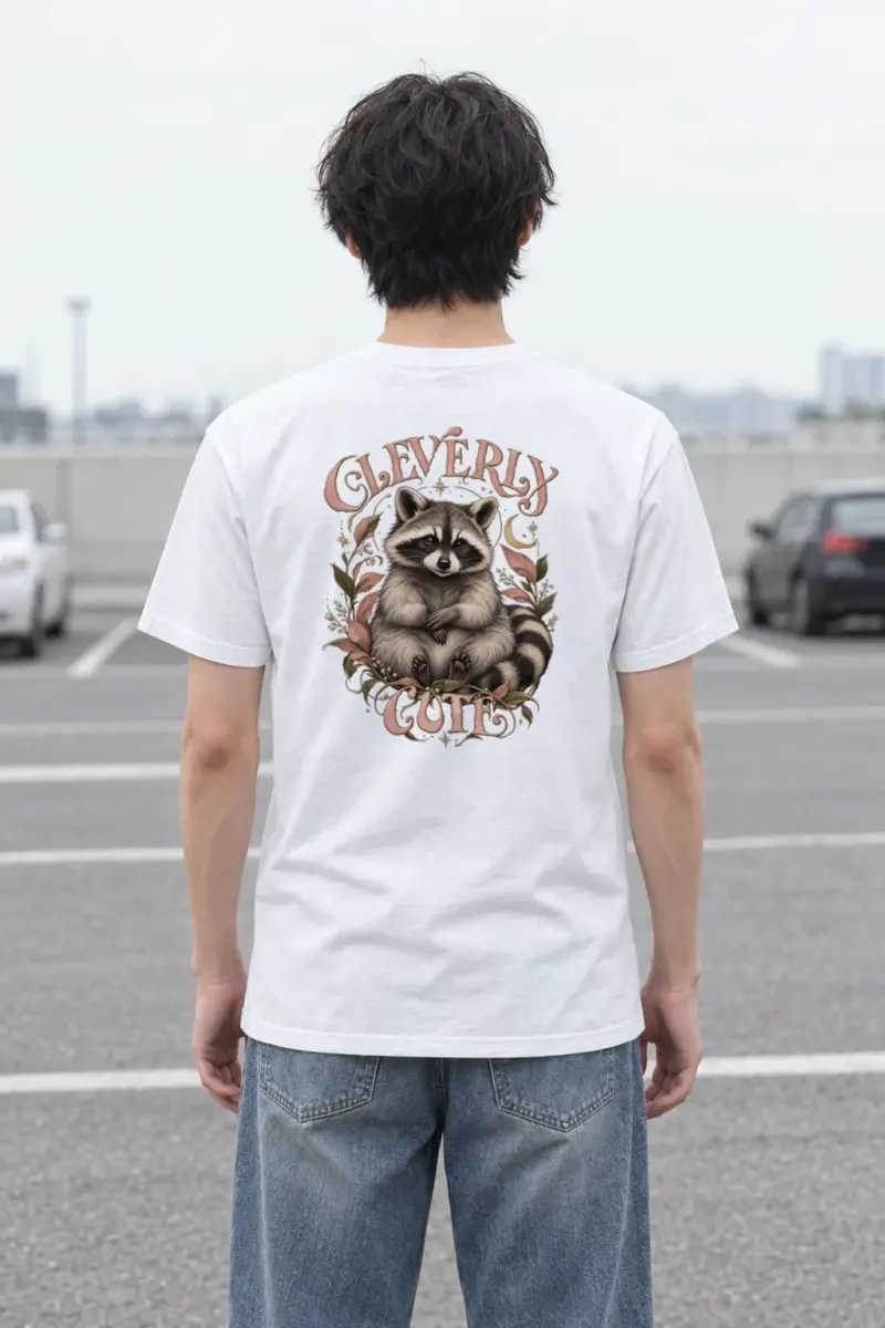 "Cleverly Cute Raccoon" Heavyweight Unisex Crewneck T-shirt