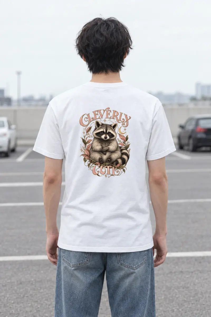 "Cleverly Cute Raccoon" Heavyweight Unisex Crewneck T-shirt