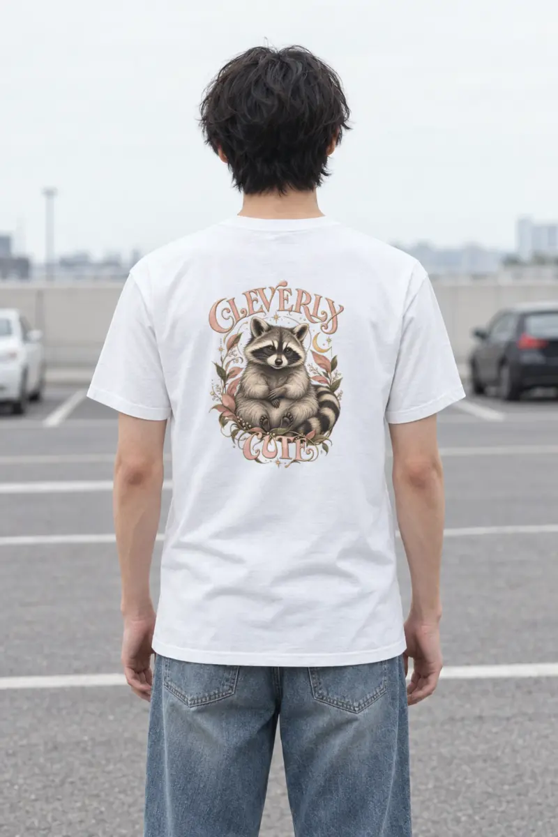 "Cleverly Cute Raccoon" Heavyweight Unisex Crewneck T-shirt