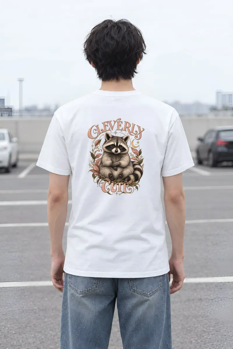 "Cleverly Cute Raccoon" Heavyweight Unisex Crewneck T-shirt