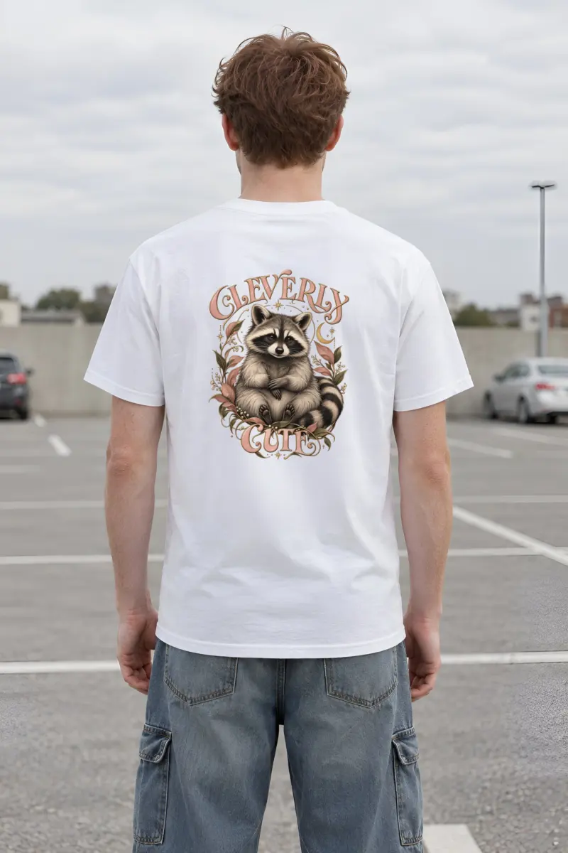 "Cleverly Cute Raccoon" Heavyweight Unisex Crewneck T-shirt