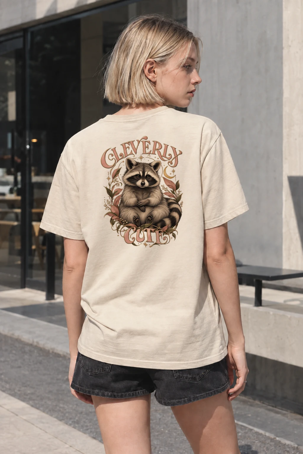 "Cleverly Cute Raccoon" Heavyweight Unisex Crewneck T-shirt | Gildan 5000