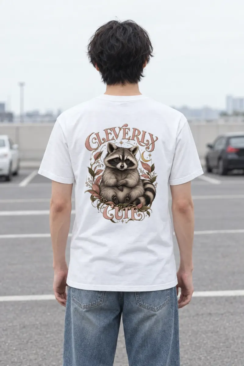 "Cleverly Cute Raccoon" Heavyweight Unisex Crewneck T-shirt