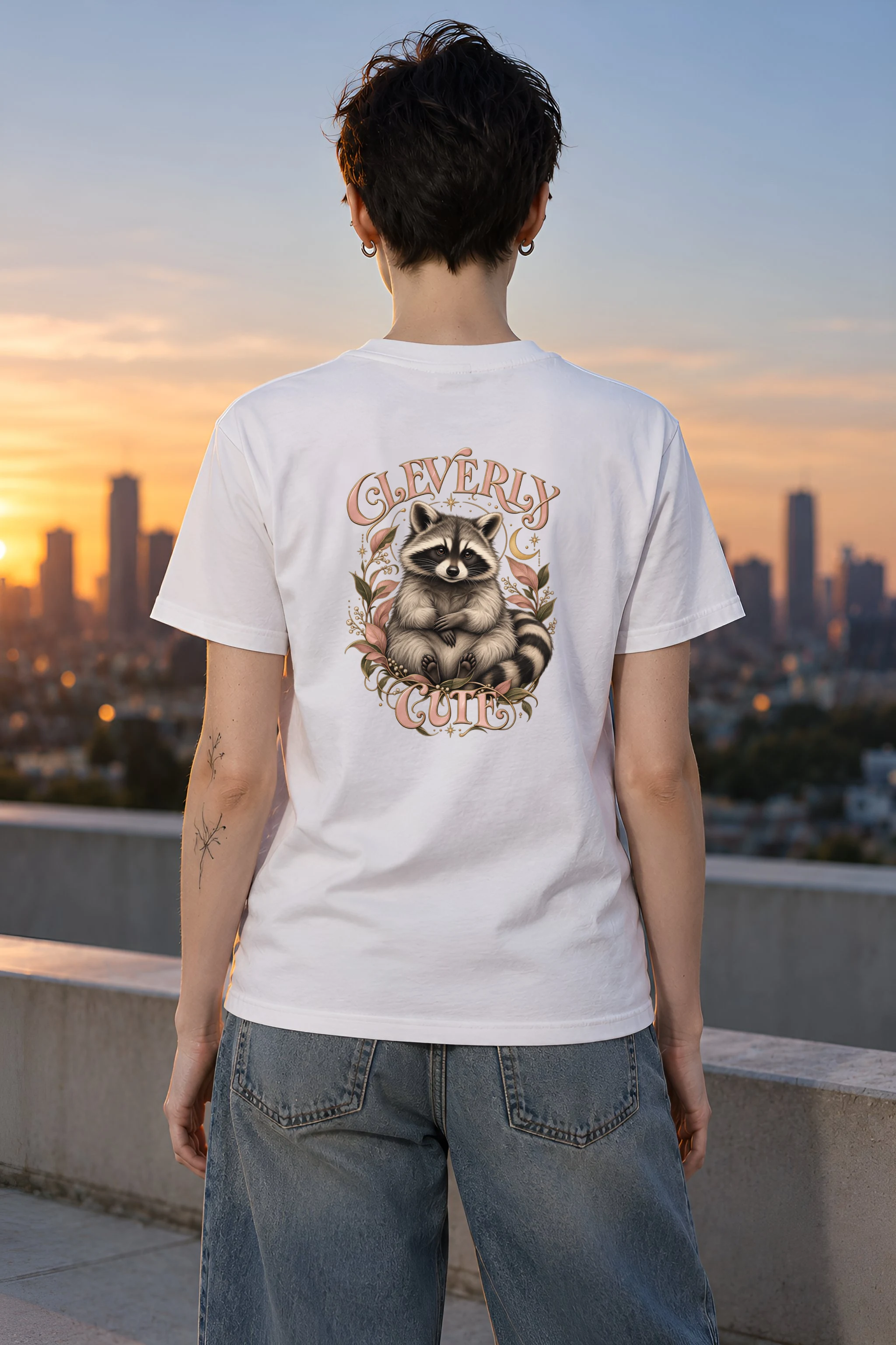 "Cleverly Cute Raccoon" Heavyweight Unisex Crewneck T-shirt