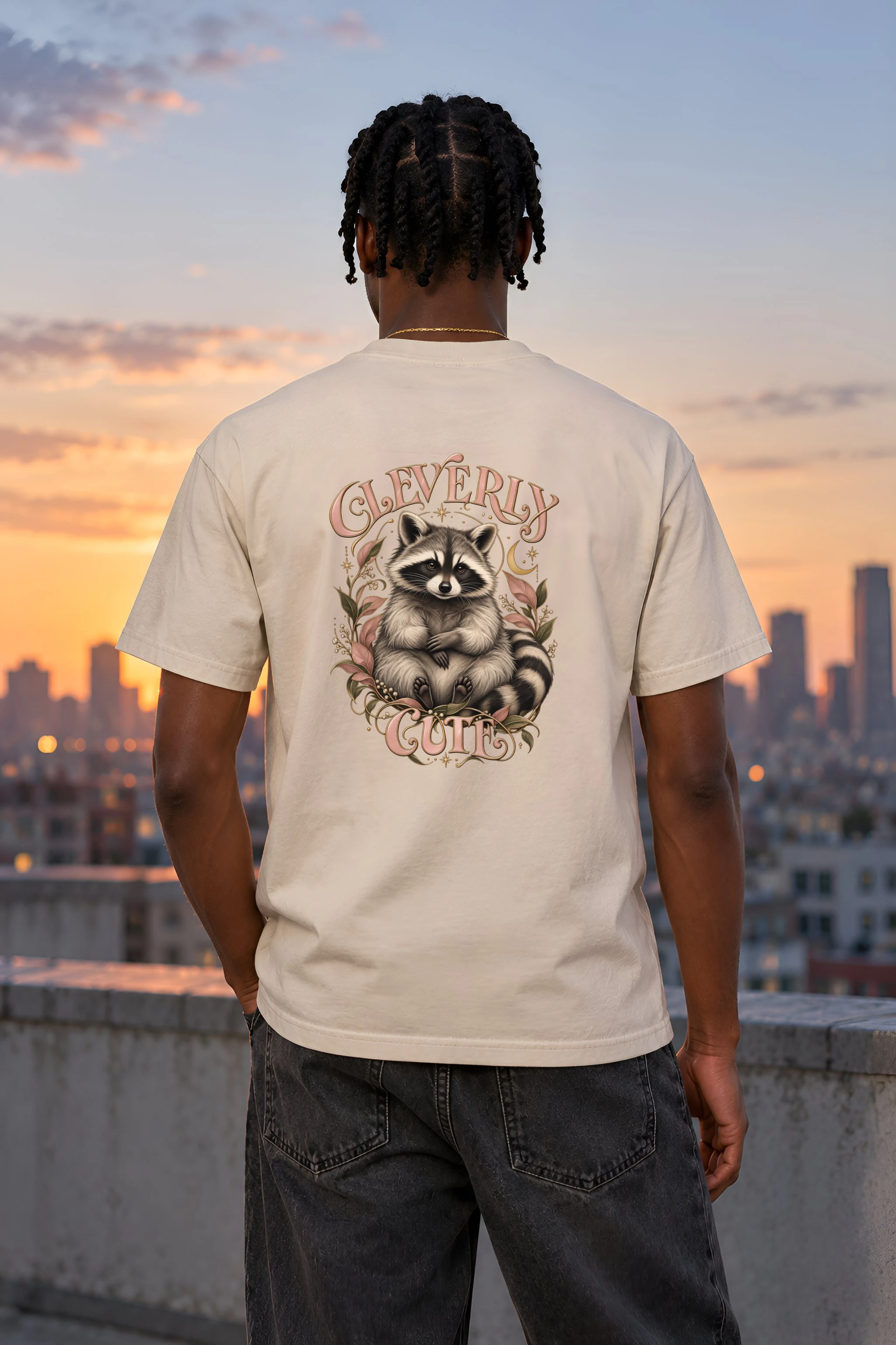 "Cleverly Cute Raccoon" Heavyweight Unisex Crewneck T-shirt