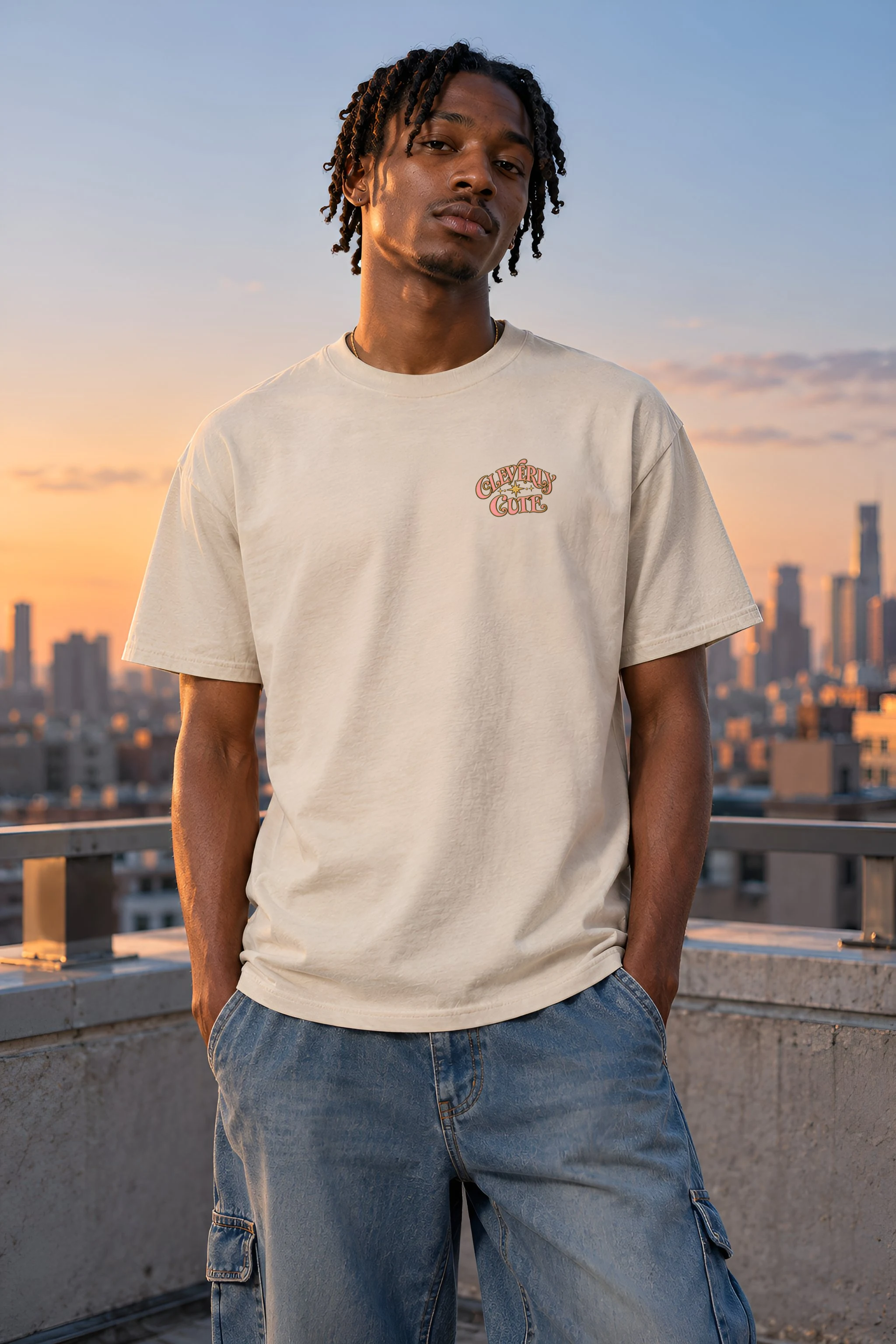 "Cleverly Cute Raccoon" Heavyweight Unisex Crewneck T-shirt