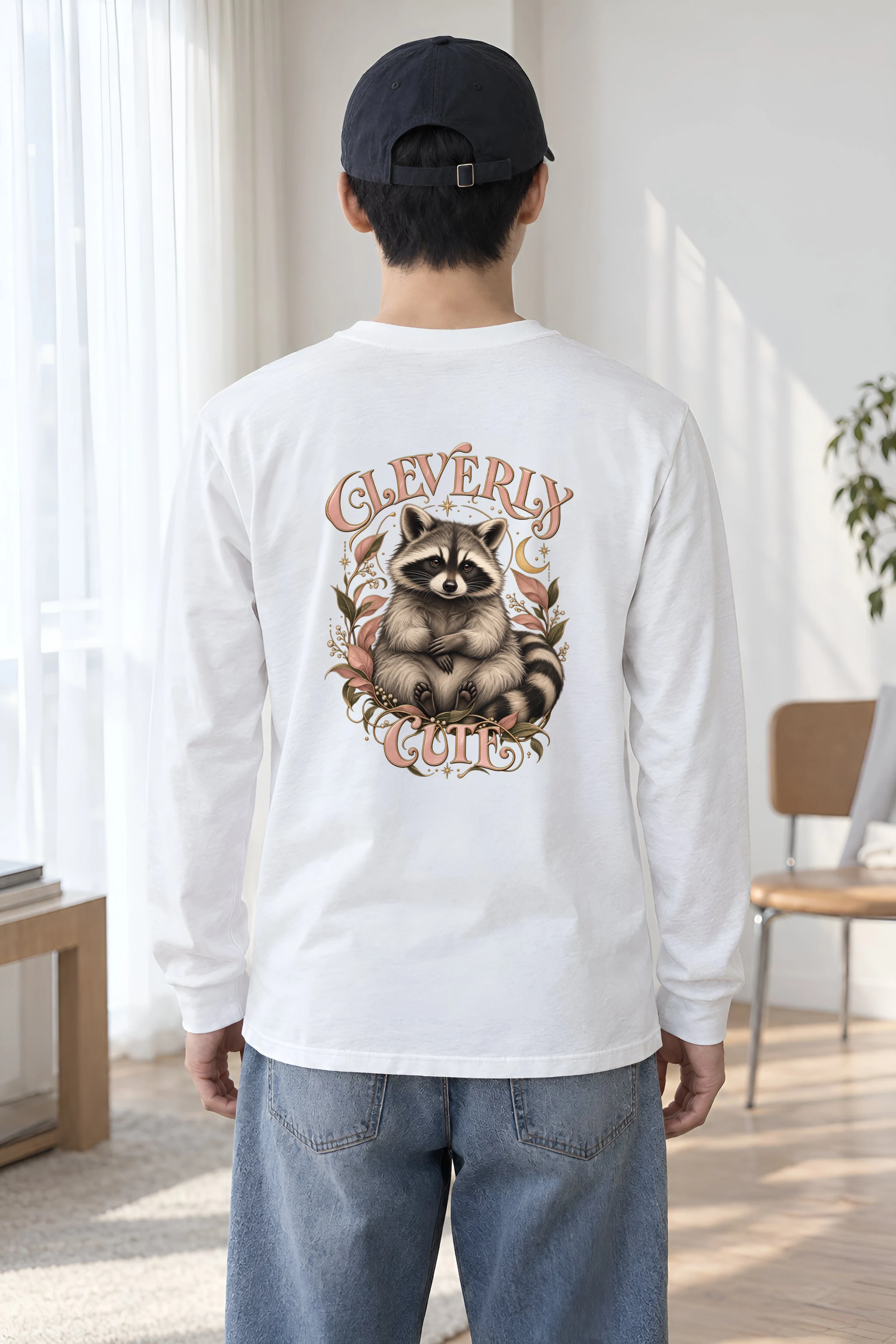 "Cleverly Cute Raccoon" Unisex Longsleeve T-shirt