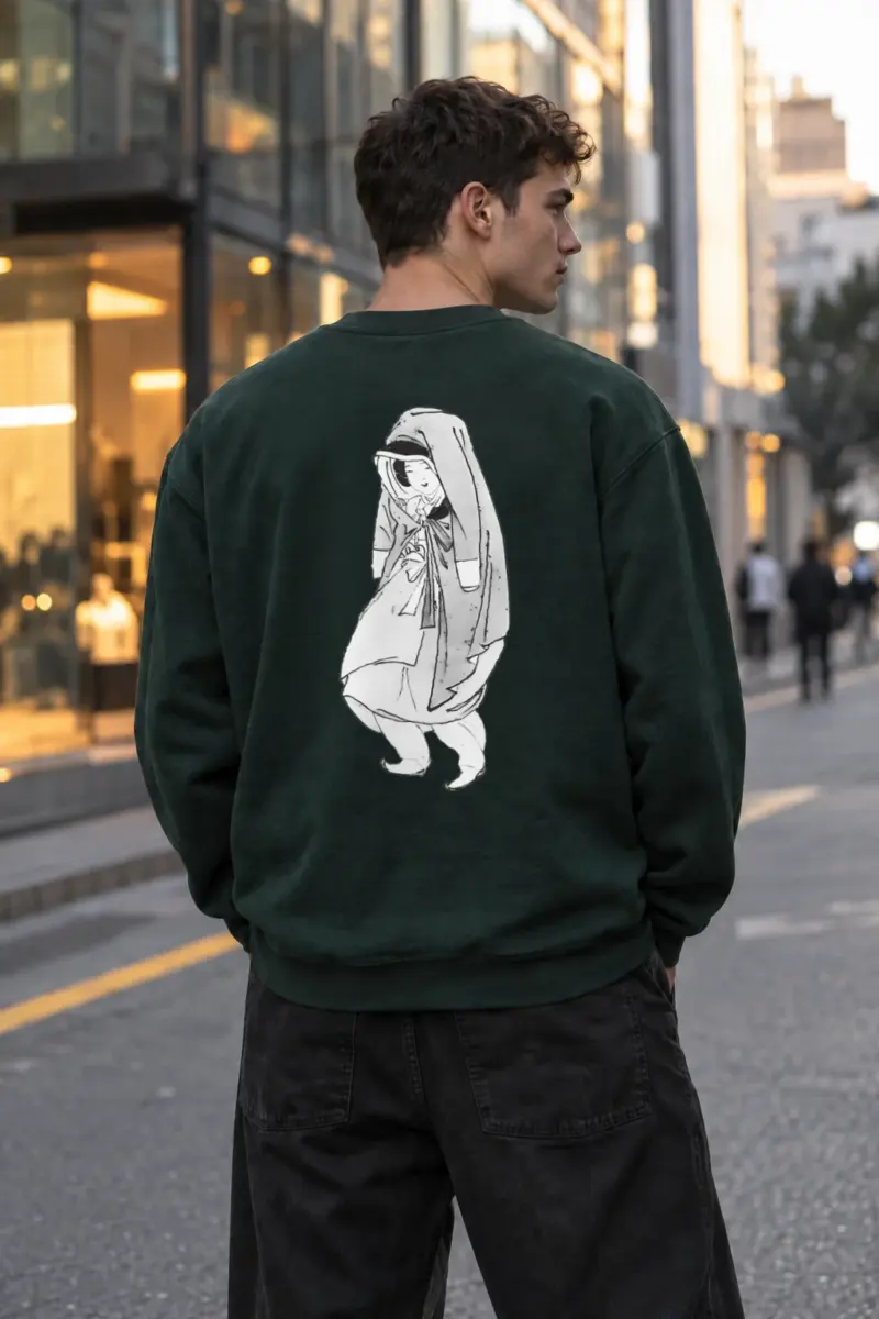"Cloaked Girl Sketch" Heavy Blend Unisex Crewneck Sweatshirt | Gildan 18000