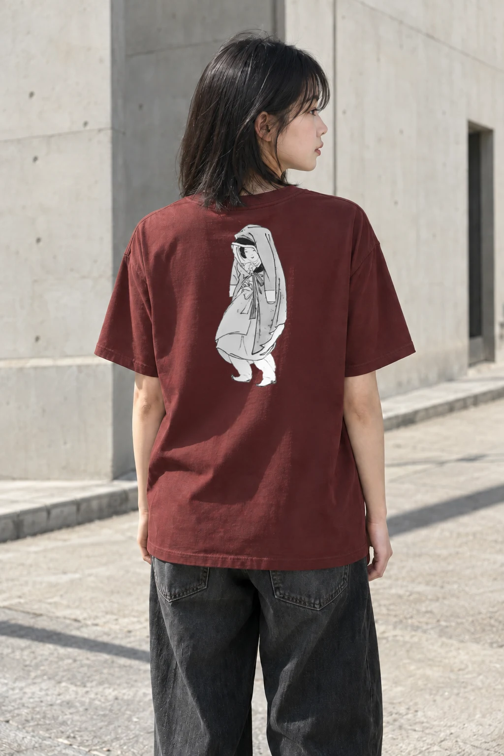 "Cloaked Girl Sketch" Heavyweight Unisex Crewneck T-shirt | Gildan 5000