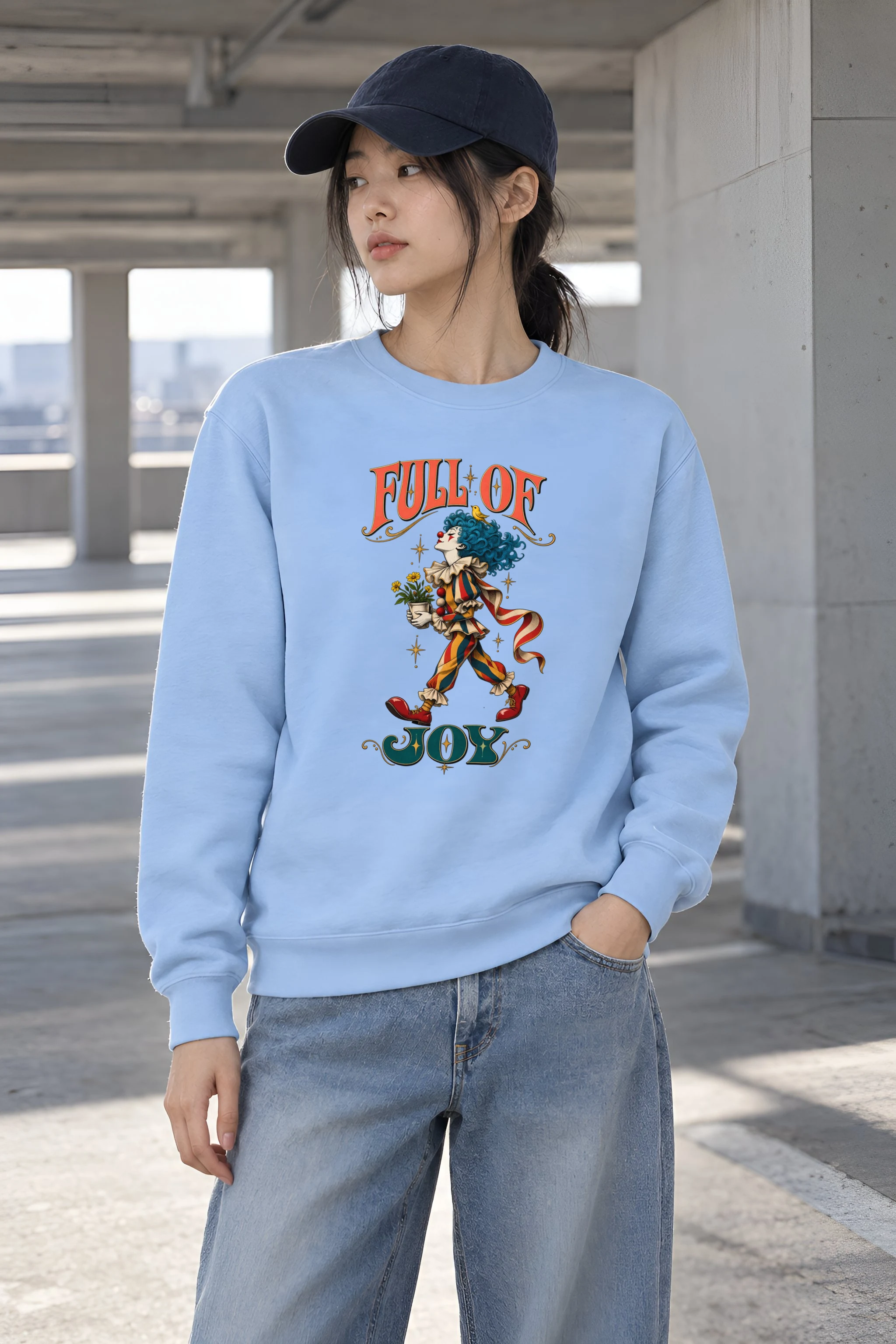 "Clown With Yellow Bird" Heavy Blend Unisex Crewneck Sweatshirt
