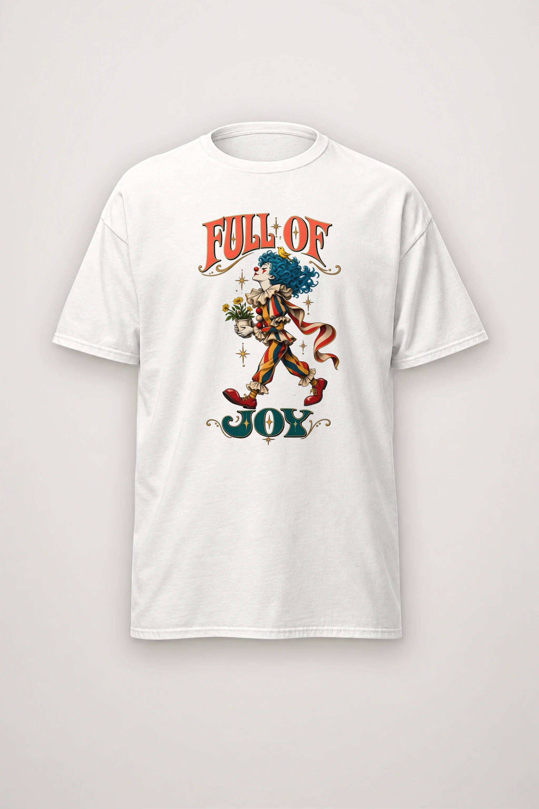 "Clown With Yellow Bird" Heavyweight Unisex Crewneck T-shirt
