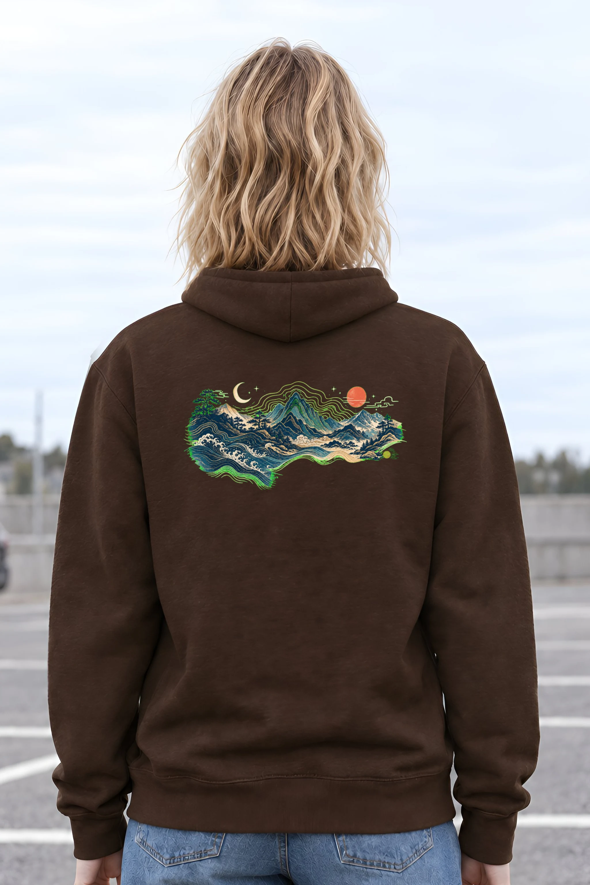 "Coastal Moonrise" Heavy Blend Unisex Pullover Hoodie