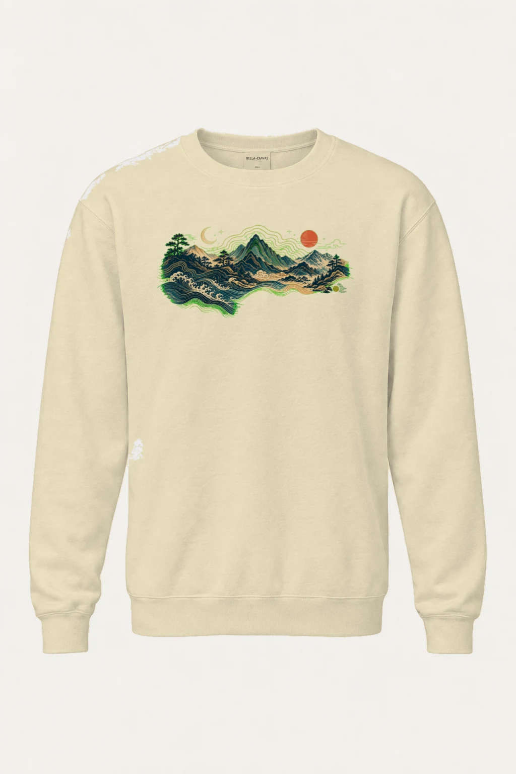 "Coastal Moonrise" Unisex Sponge Fleece Crewneck Sweatshirt | Bella + Canvas 3901