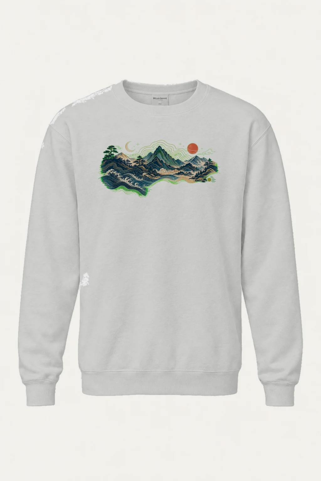 "Coastal Moonrise" Unisex Sponge Fleece Crewneck Sweatshirt | Bella + Canvas 3901