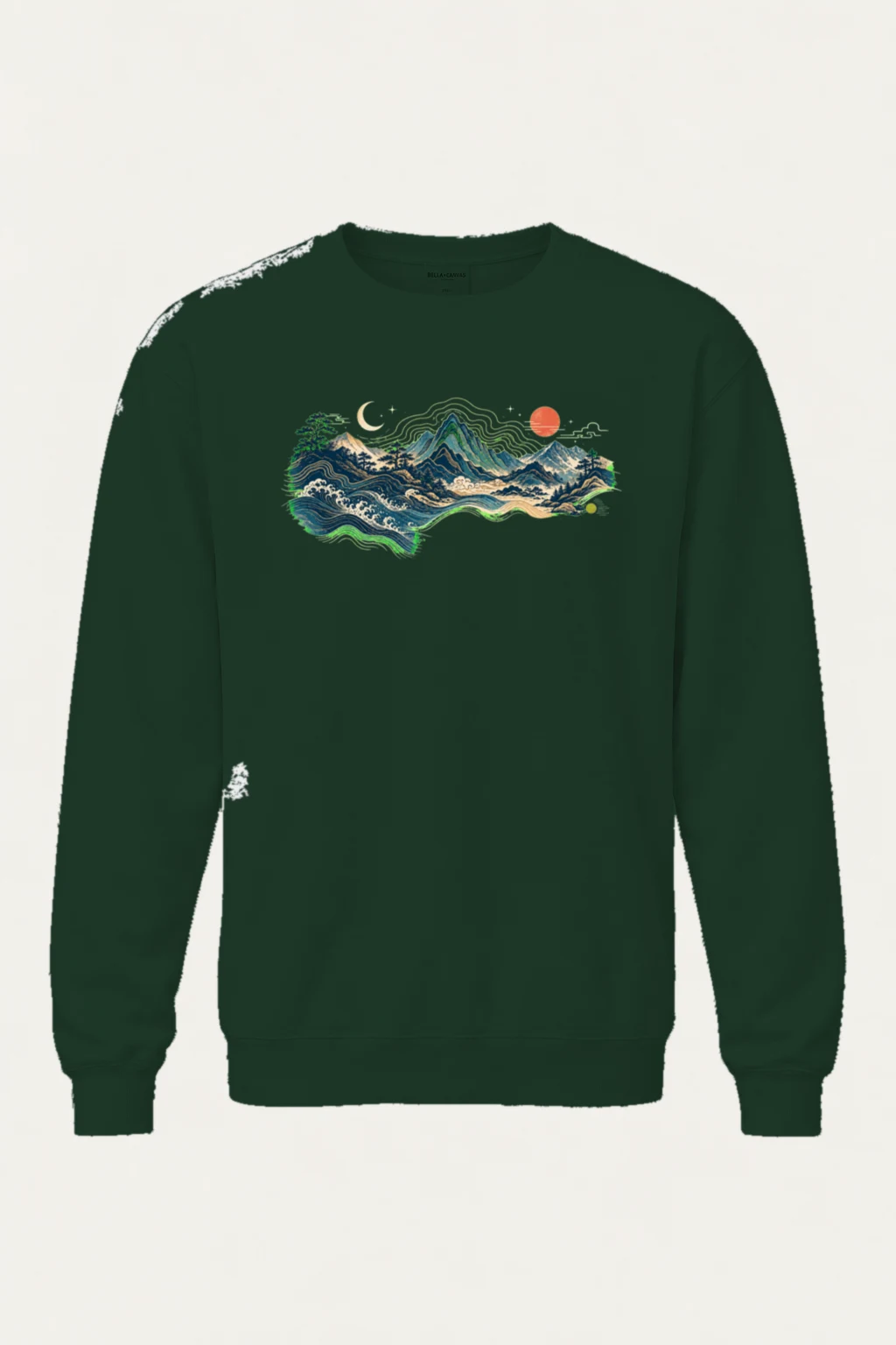 "Coastal Moonrise" Unisex Sponge Fleece Crewneck Sweatshirt | Bella + Canvas 3901