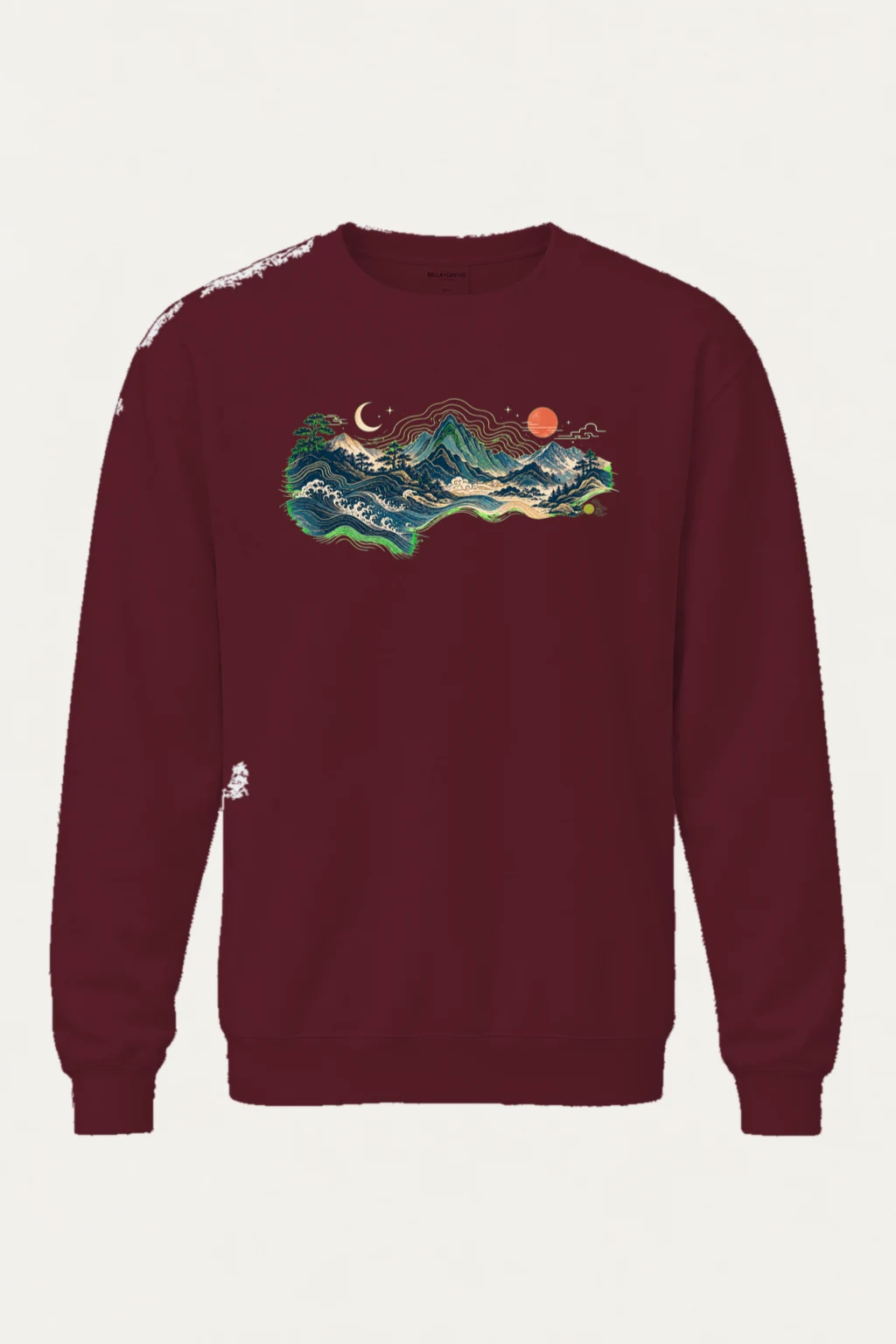 "Coastal Moonrise" Unisex Sponge Fleece Crewneck Sweatshirt | Bella + Canvas 3901