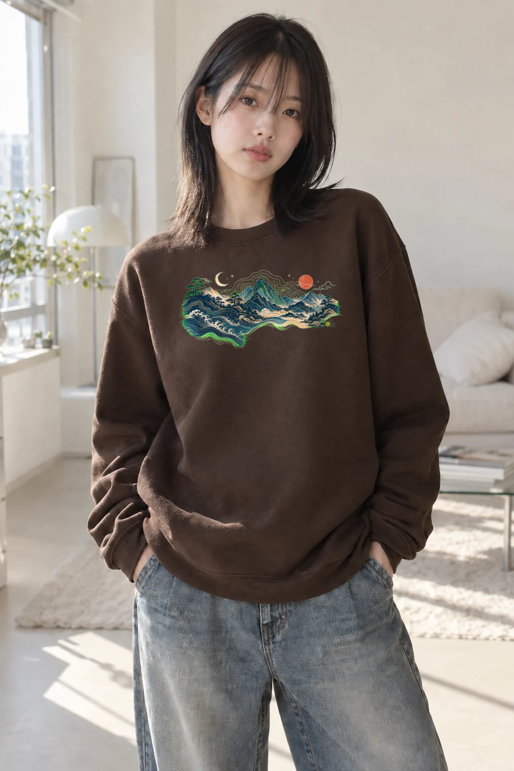 "Coastal Moonwood" Heavy Blend Unisex Crewneck Sweatshirt | Gildan 18000