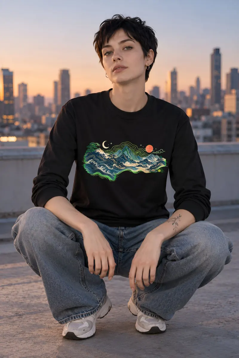 "Coastal Moonwood" Unisex Longsleeve T-shirt