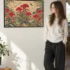 "Cockscomb and Butterflies" Premium Wooden Framed Poster · Landscape