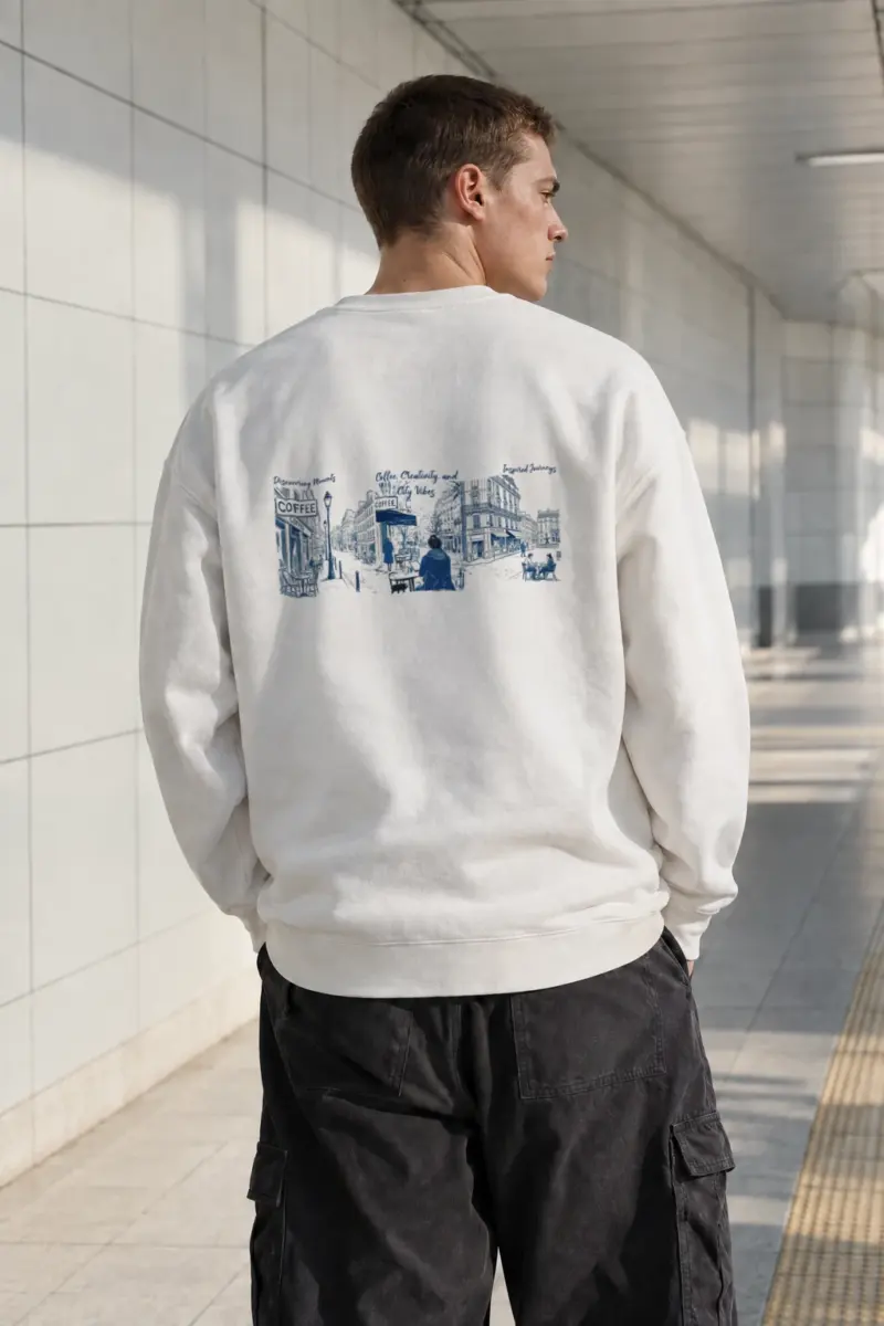 “Coffee And City Vibes” Heavy Blend Unisex Crewneck Sweatshirt | Gildan 18000