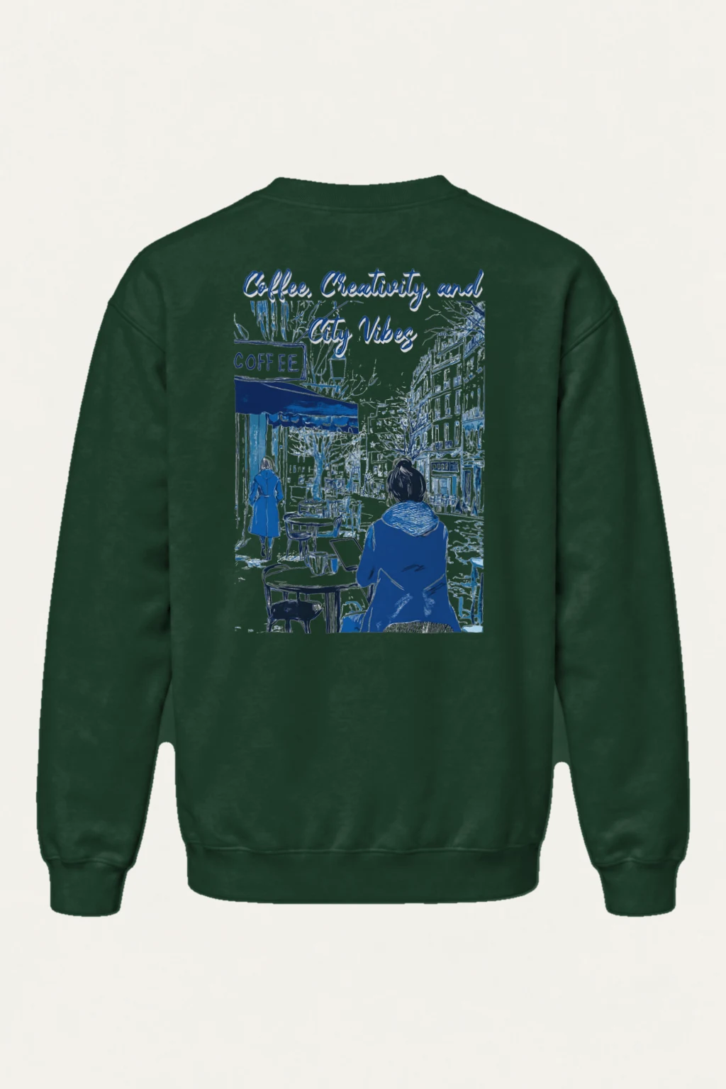 "Coffee And City Vibes" Heavy Blend Unisex Crewneck Sweatshirt | Gildan 18000