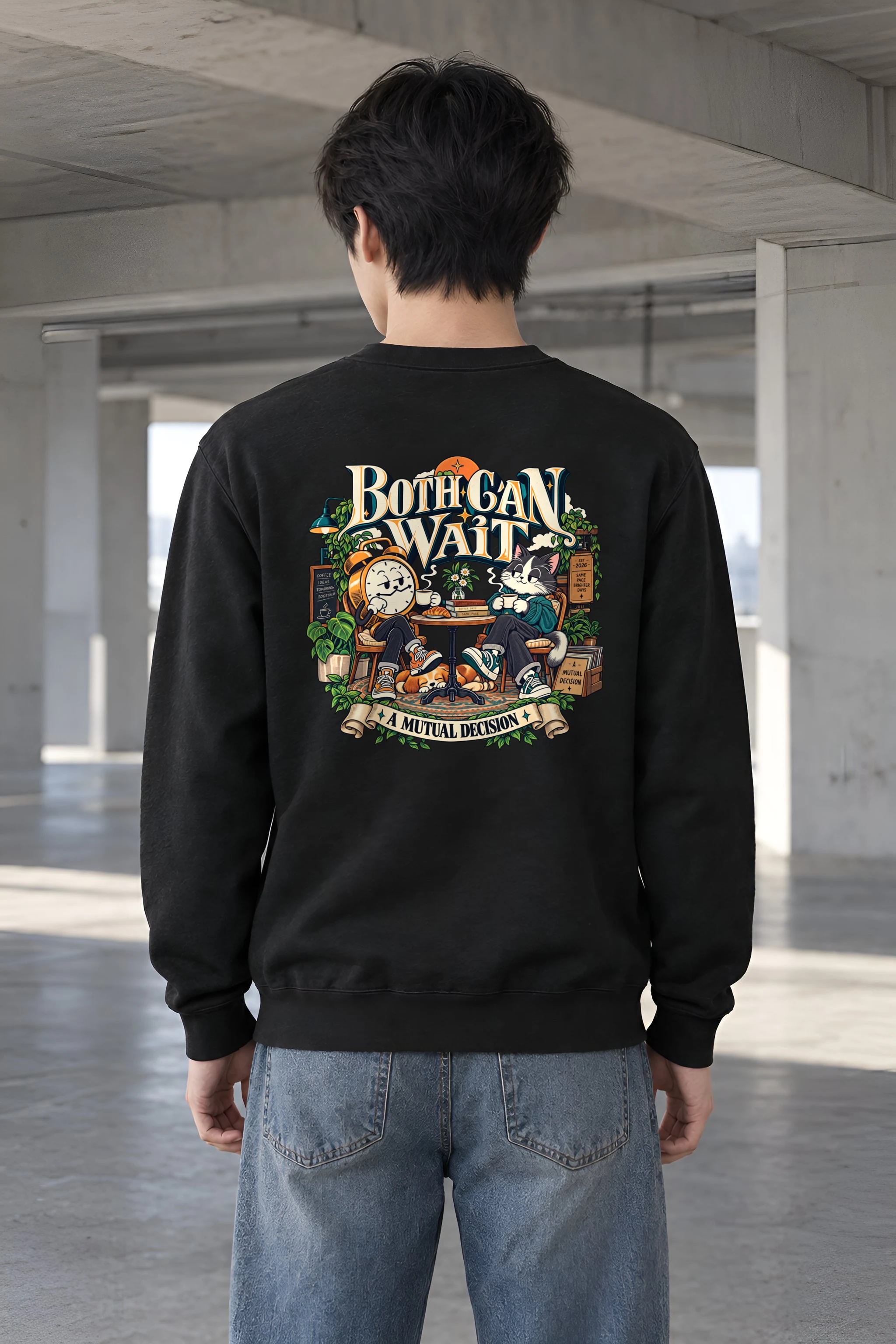 "Coffee Break Clock" Heavy Blend Unisex Crewneck Sweatshirt