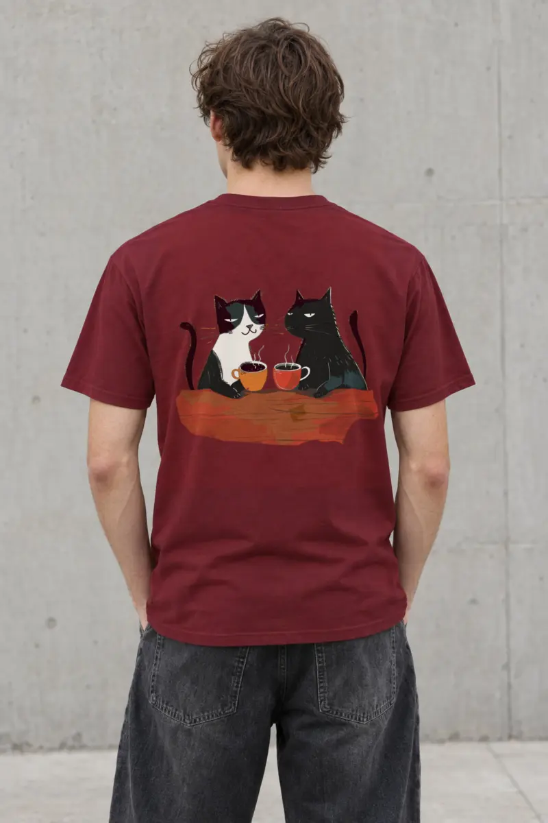 "Coffee Cat Break" Heavyweight Unisex Crewneck T-shirt