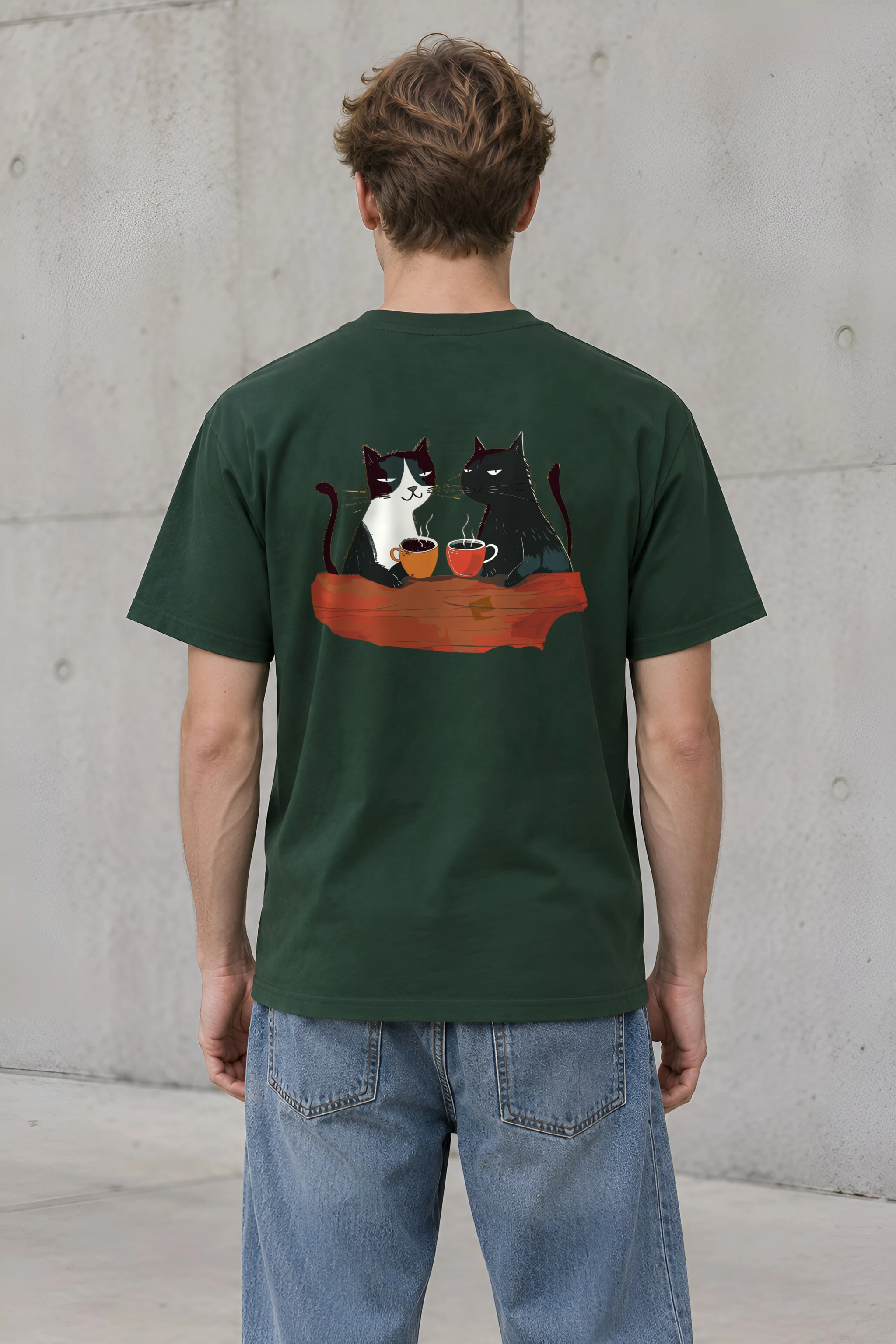 "Coffee Cat Break" Heavyweight Unisex Crewneck T-shirt