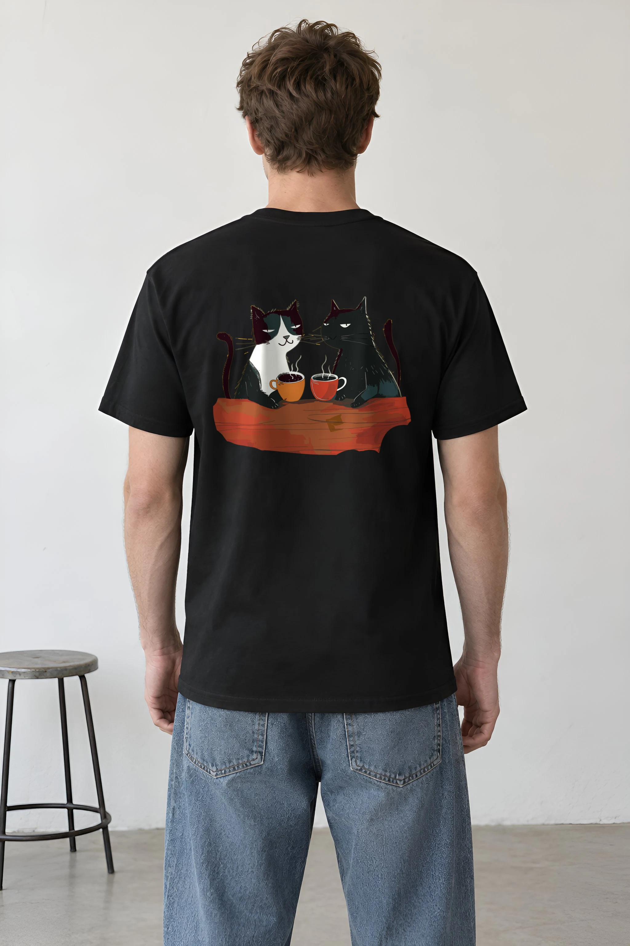 "Coffee Cat Break" Heavyweight Unisex Crewneck T-shirt