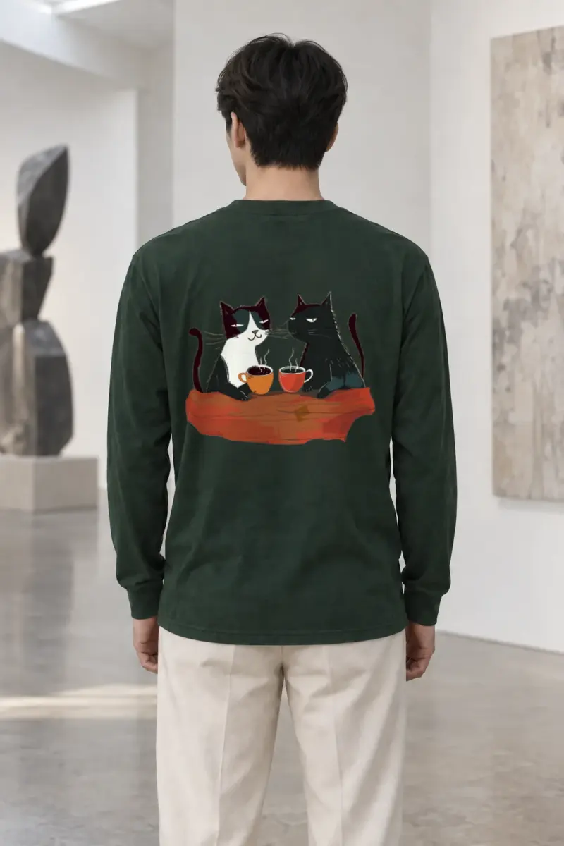 "Coffee Cat Break" Unisex Longsleeve T-shirt