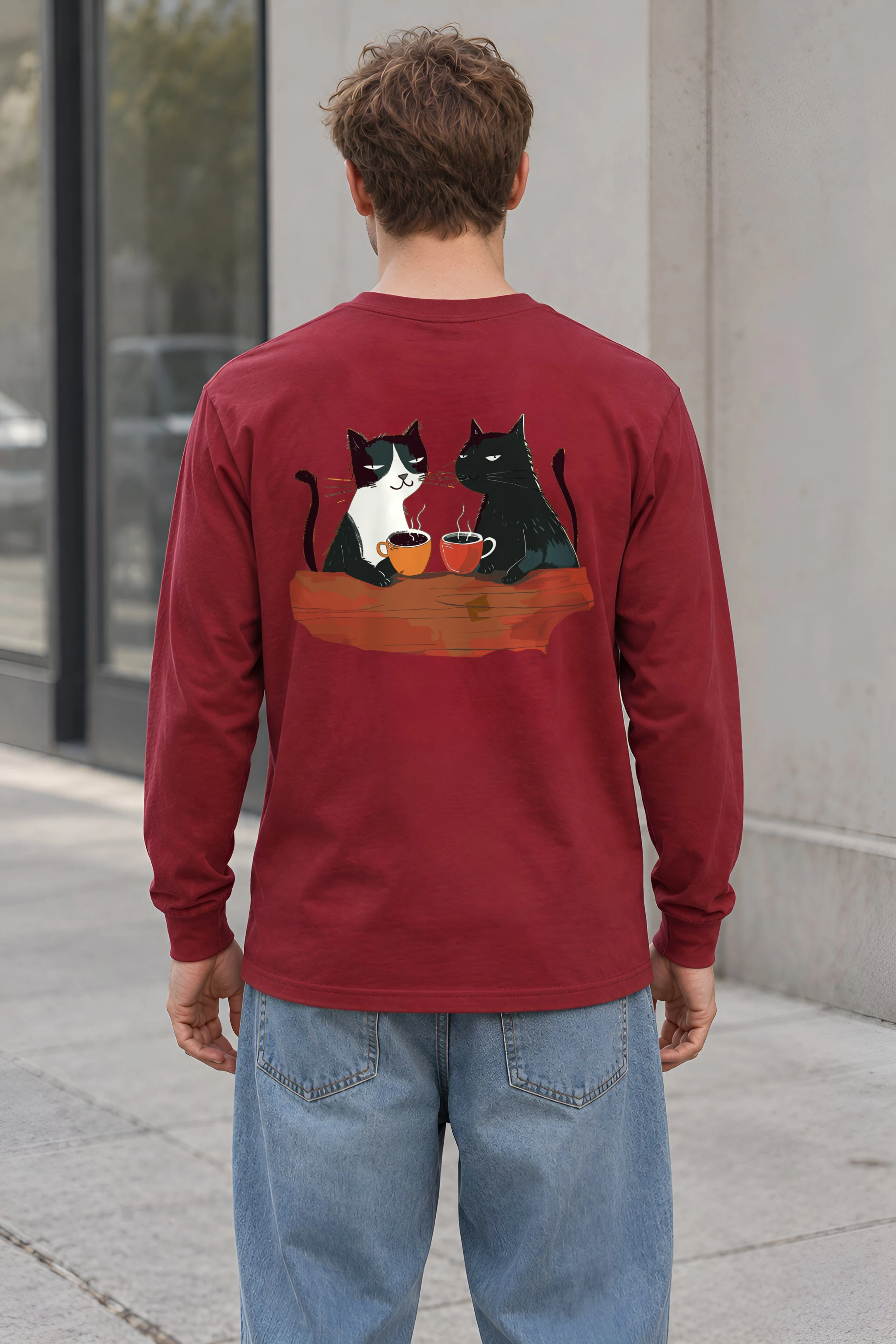 "Coffee Cat Break" Unisex Longsleeve T-shirt