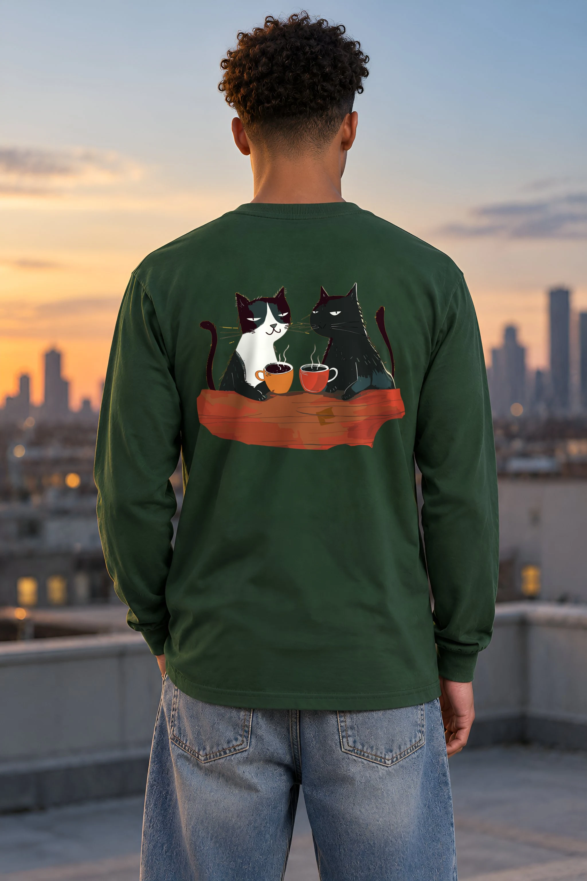 "Coffee Cat Break" Unisex Longsleeve T-shirt