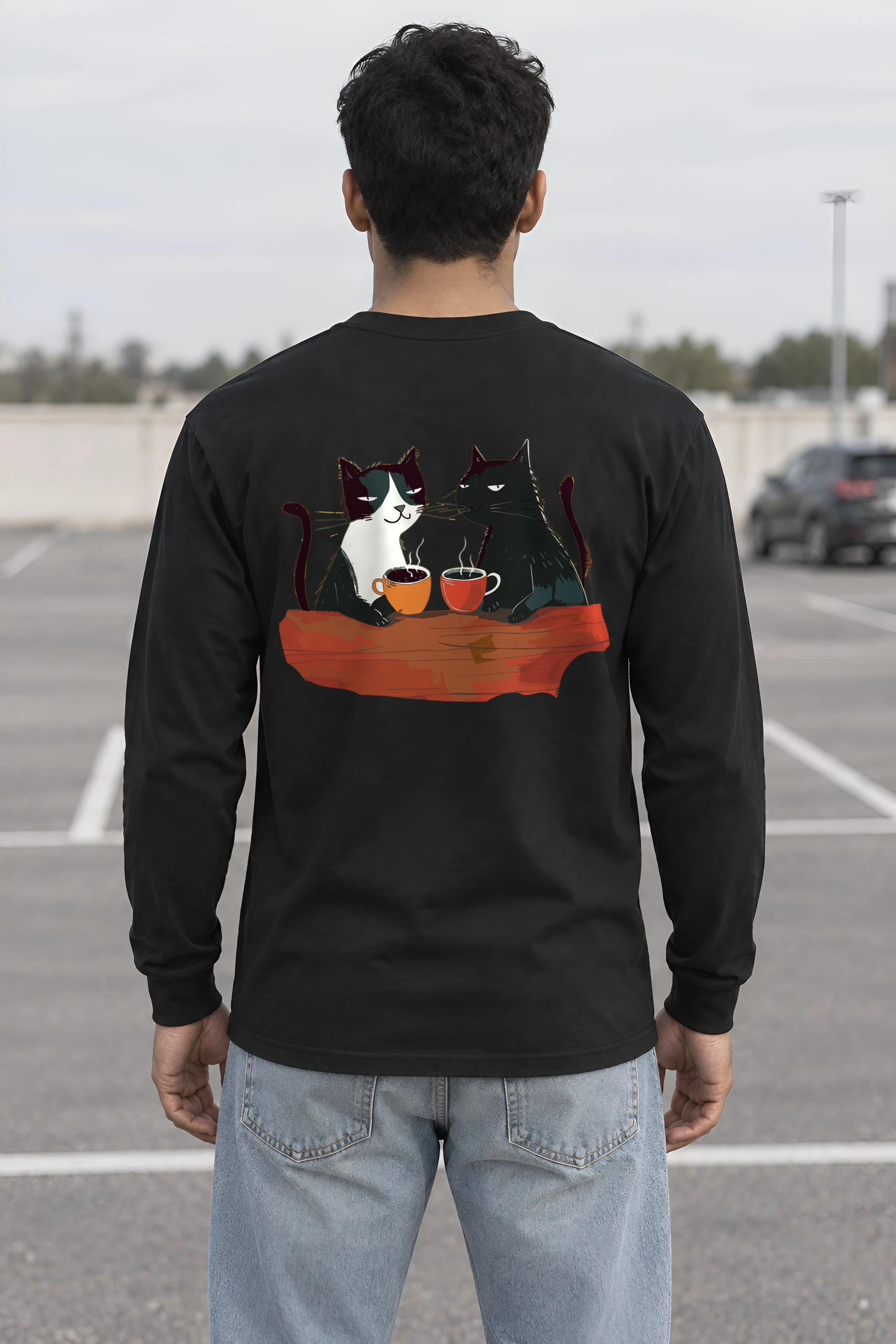 "Coffee Cat Break" Unisex Longsleeve T-shirt