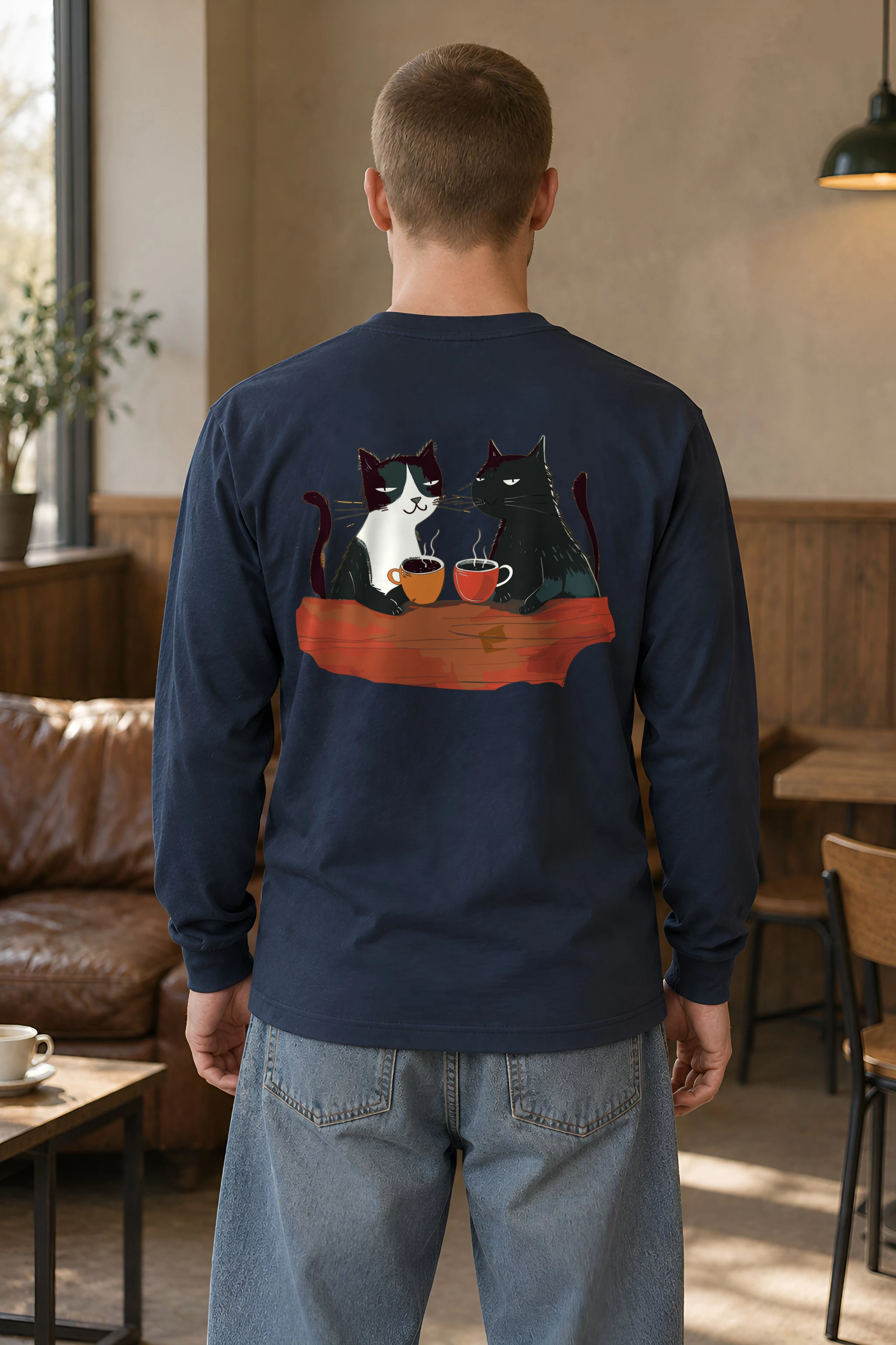 "Coffee Cat Break" Unisex Longsleeve T-shirt