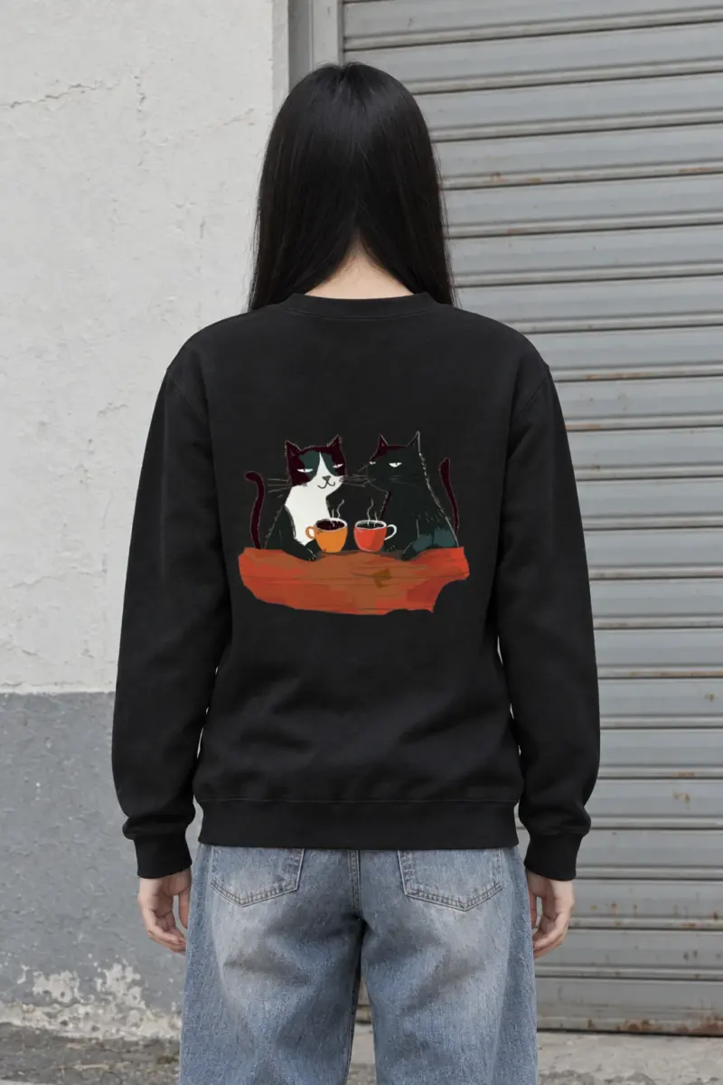 "Coffee Cat Companions" Heavy Blend Unisex Crewneck Sweatshirt