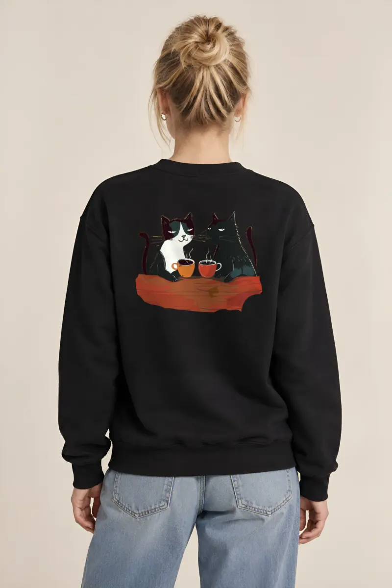 "Coffee Cat Companions" Heavy Blend Unisex Crewneck Sweatshirt