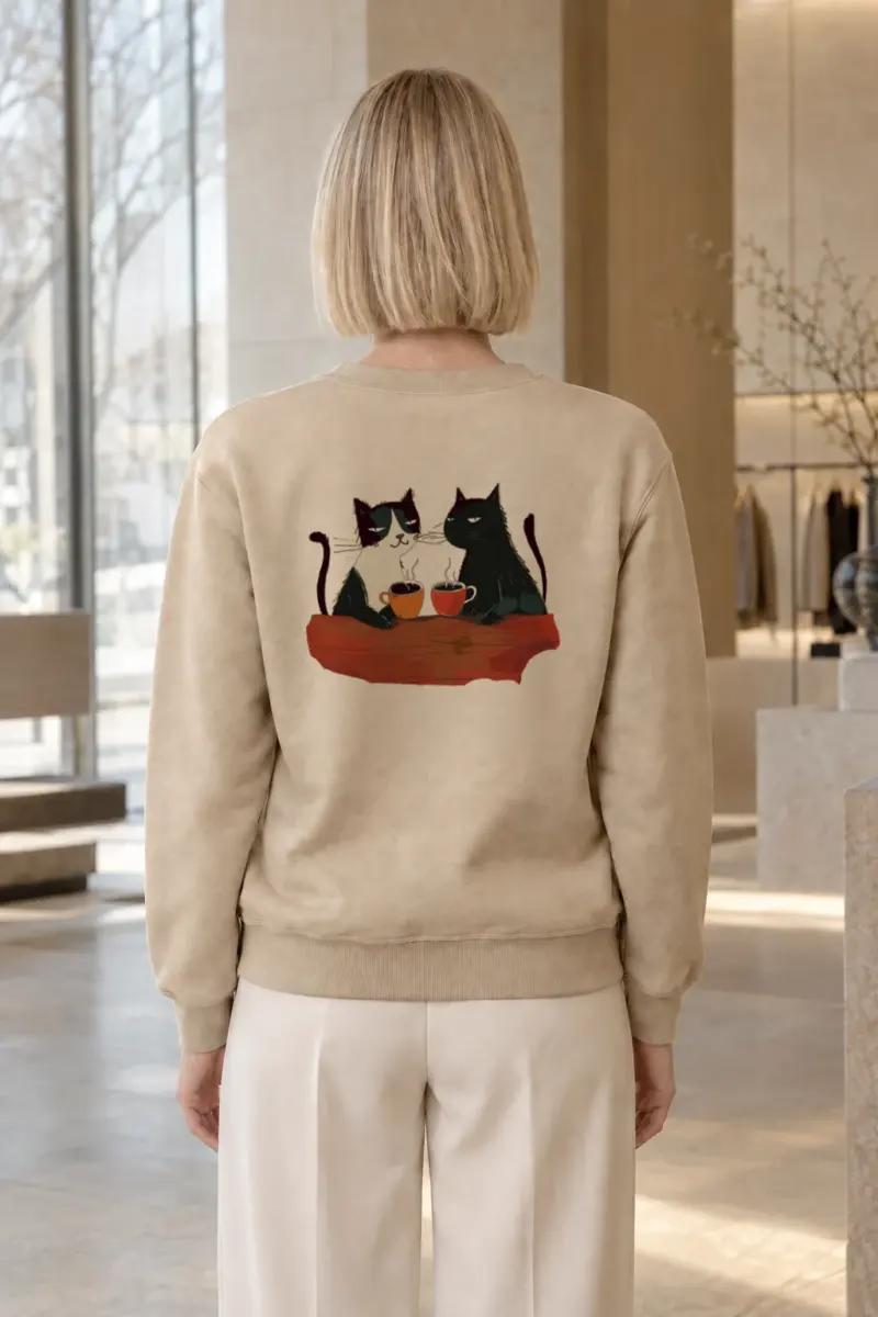 "Coffee Cat Companions" Heavy Blend Unisex Crewneck Sweatshirt | Gildan 18000