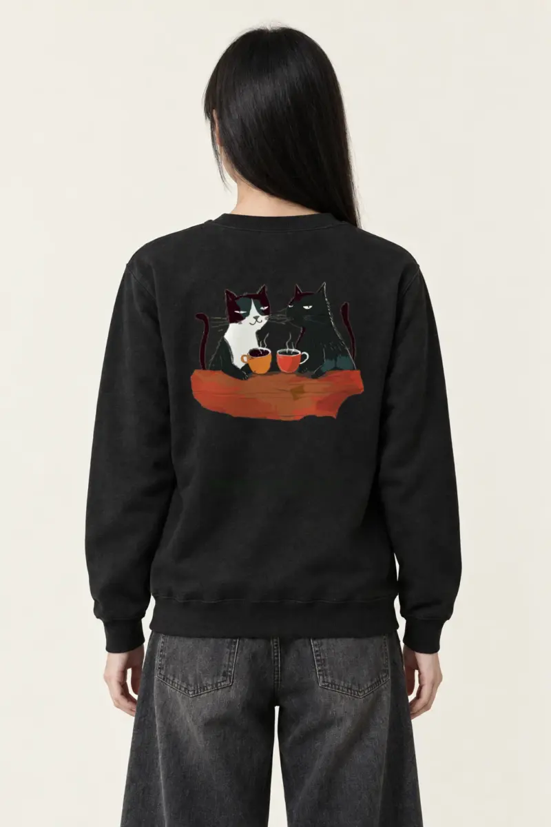 "Coffee Cat Companions" Heavy Blend Unisex Crewneck Sweatshirt