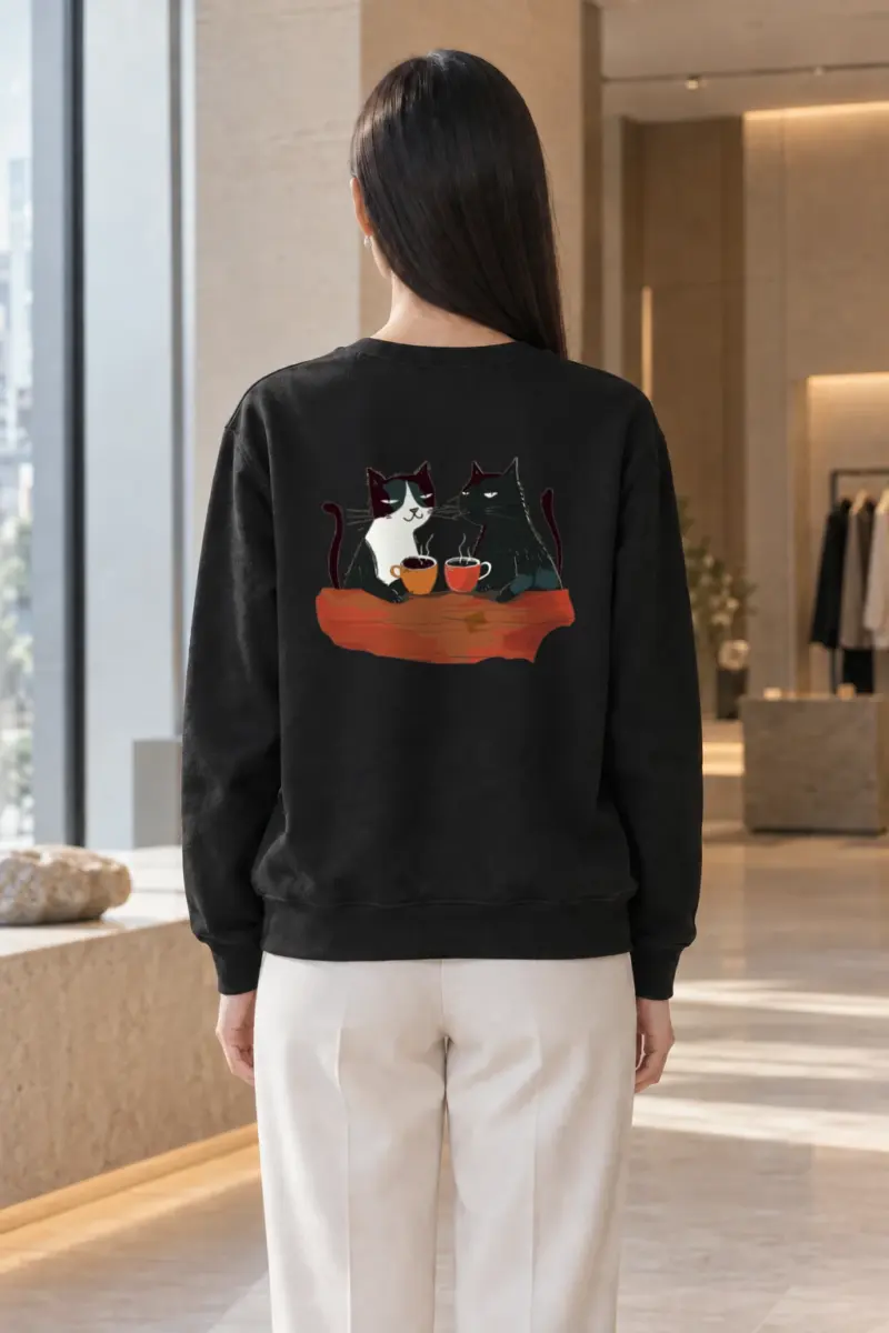 "Coffee Cat Companions" Heavy Blend Unisex Crewneck Sweatshirt