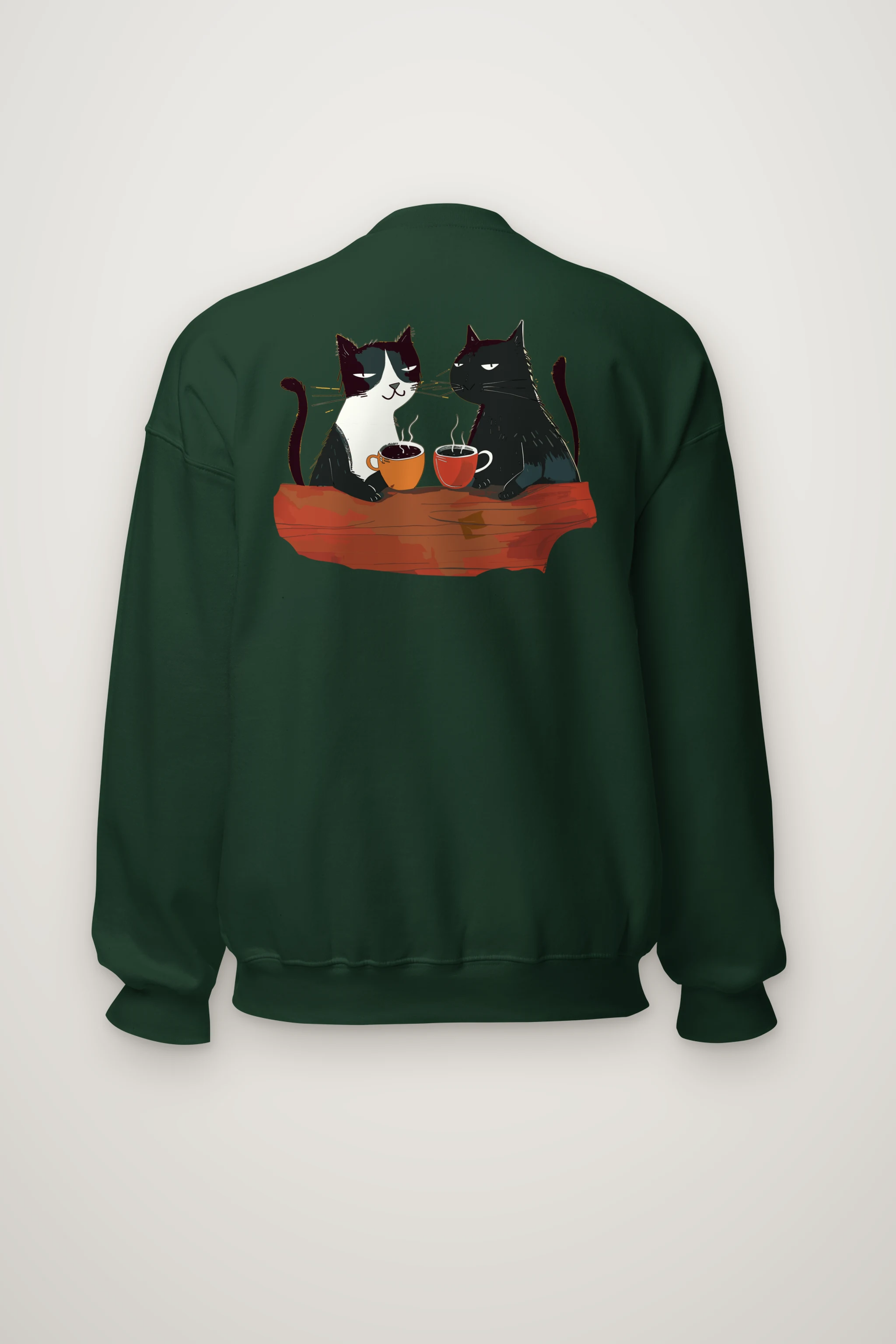 "Coffee Cat Companions" Heavy Blend Unisex Crewneck Sweatshirt