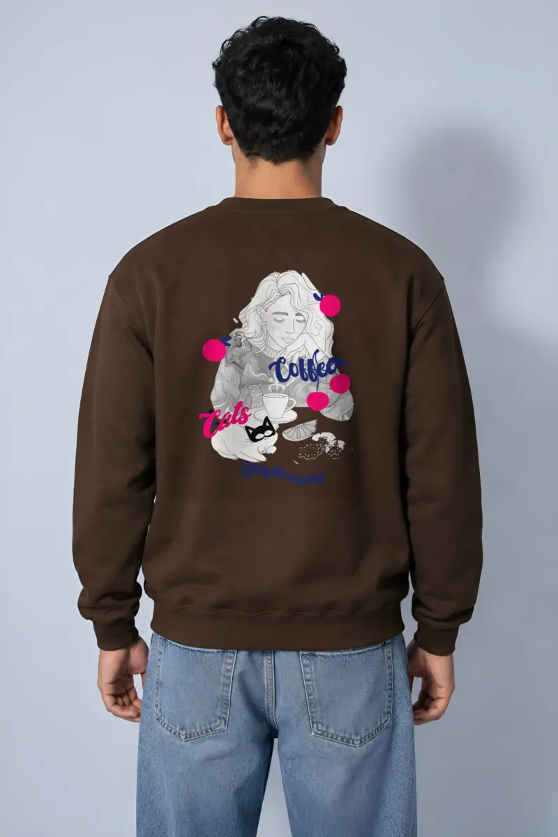 "Coffee Cats Daydreams" Heavy Blend Unisex Crewneck Sweatshirt