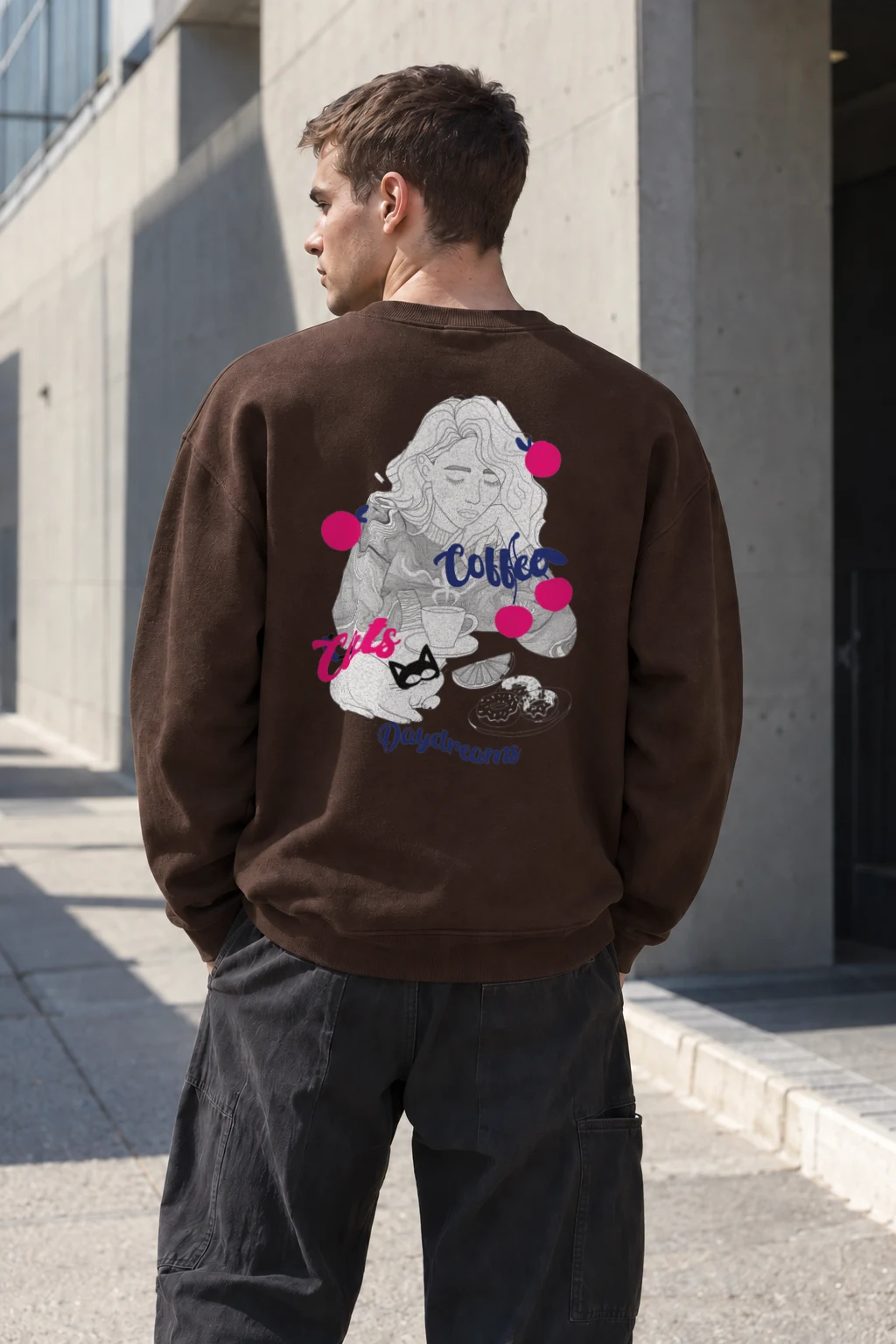 "Coffee Cats Daydreams" Heavy Blend Unisex Crewneck Sweatshirt | Gildan 18000
