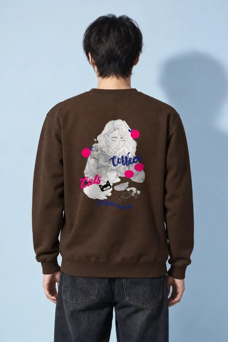 "Coffee Cats Daydreams" Heavy Blend Unisex Crewneck Sweatshirt