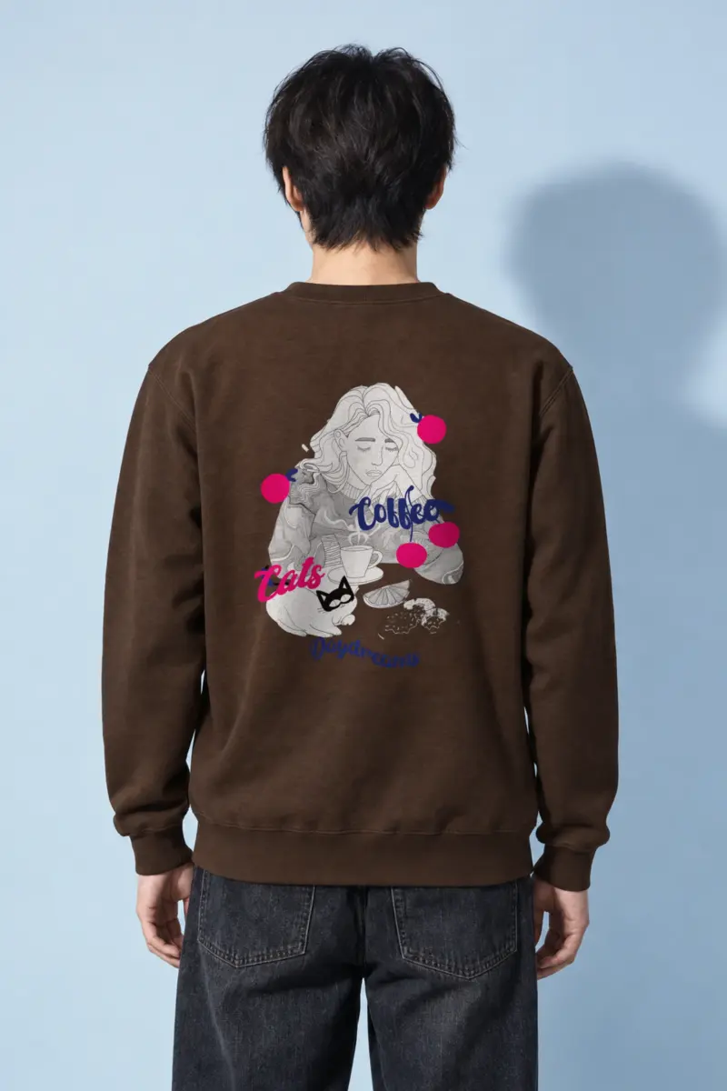 "Coffee Cats Daydreams" Heavy Blend Unisex Crewneck Sweatshirt