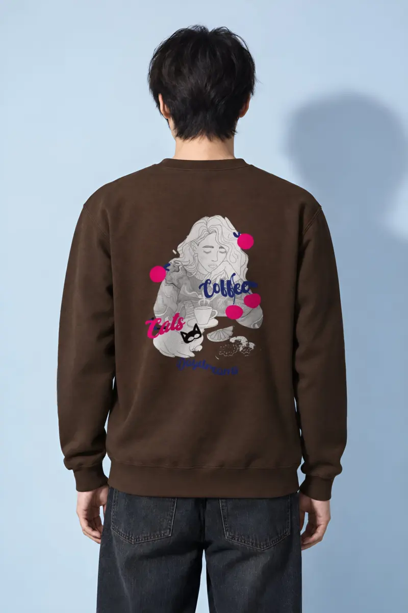 "Coffee Cats Daydreams" Heavy Blend Unisex Crewneck Sweatshirt