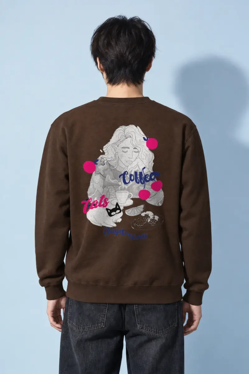 "Coffee Cats Daydreams" Heavy Blend Unisex Crewneck Sweatshirt