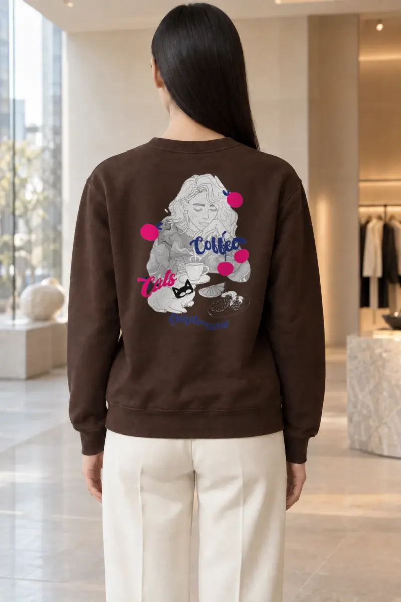 "Coffee Cats Daydreams" Heavy Blend Unisex Crewneck Sweatshirt | Gildan 18000